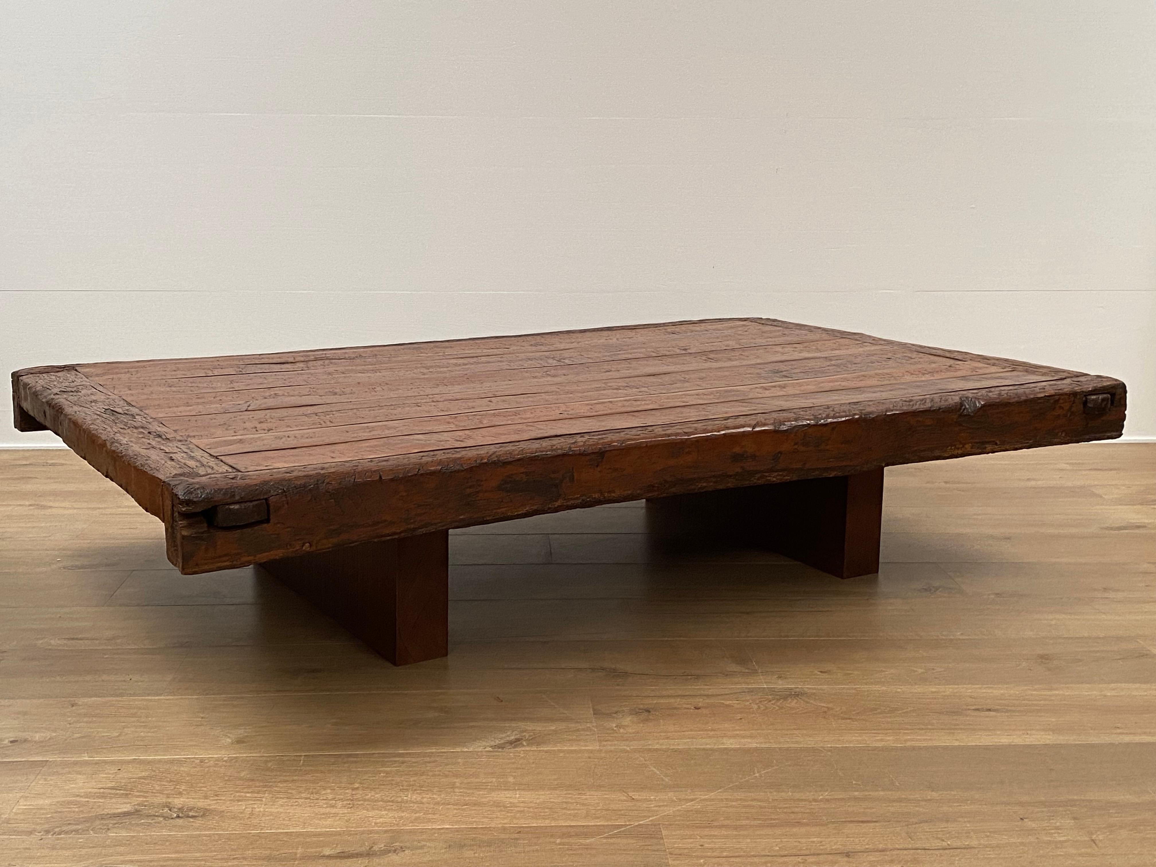Brutalist Wooden Sofa Table For Sale 7