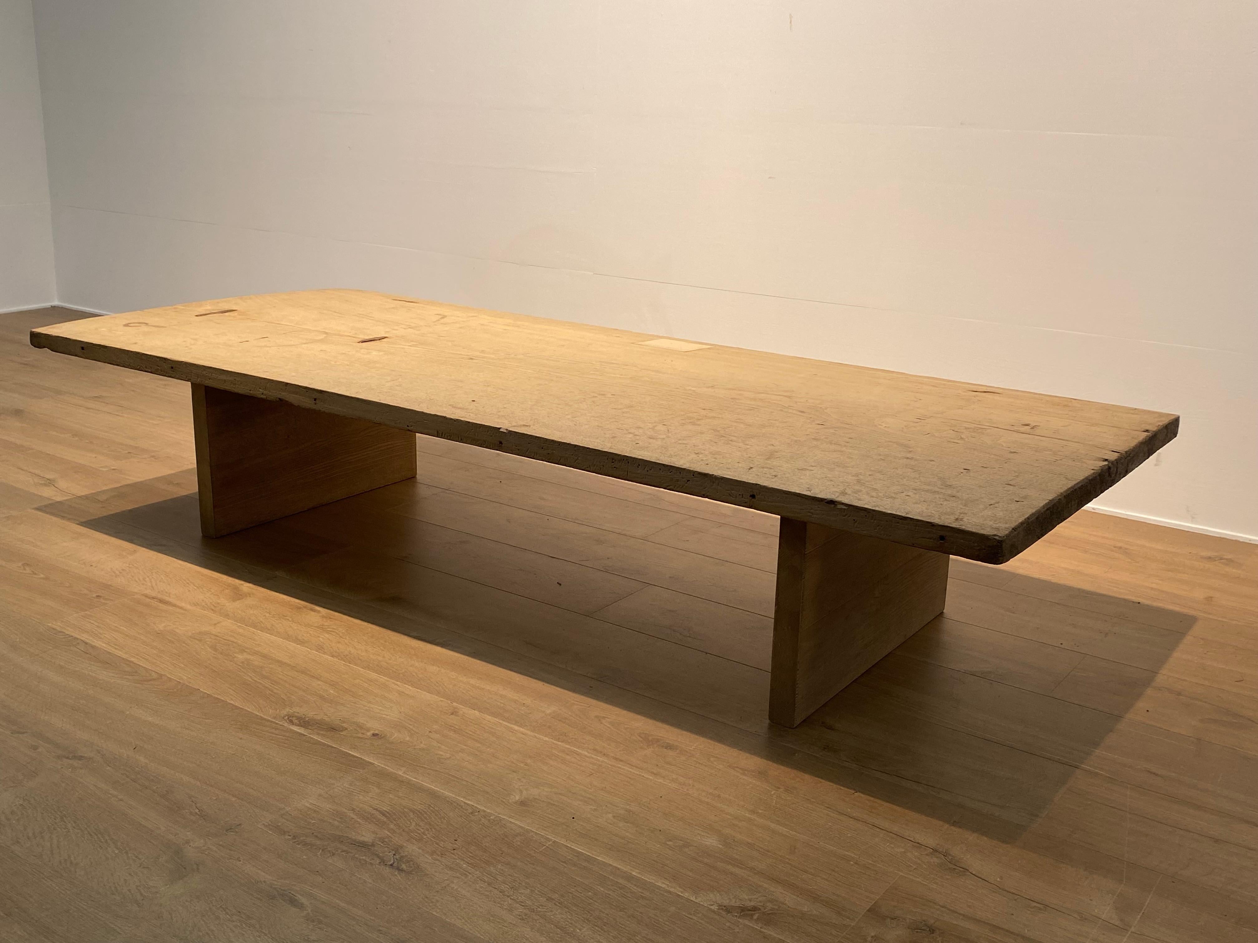 Spanish Brutalist Wooden Sofa Table