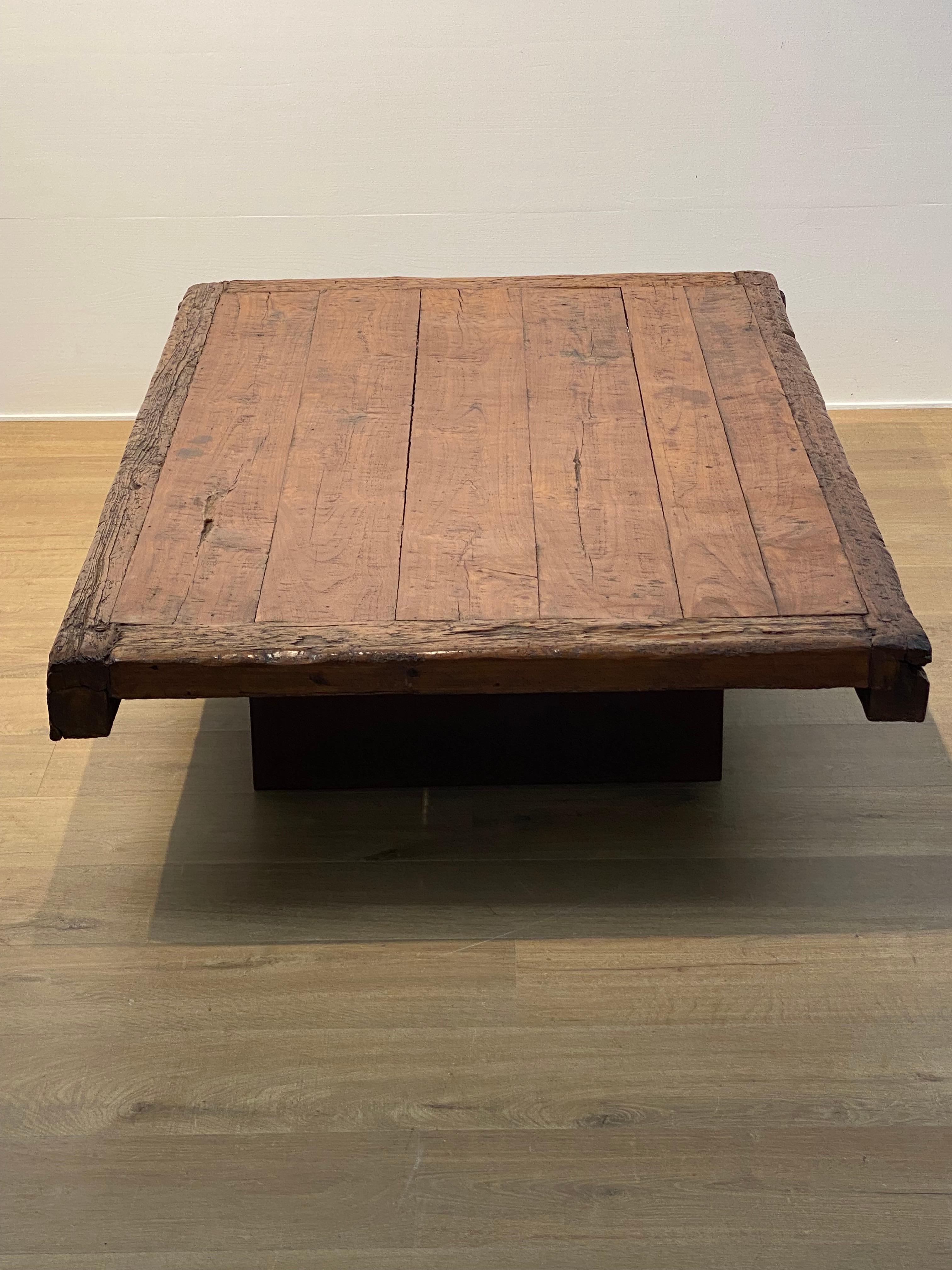 Indonesian Brutalist Wooden Sofa Table For Sale