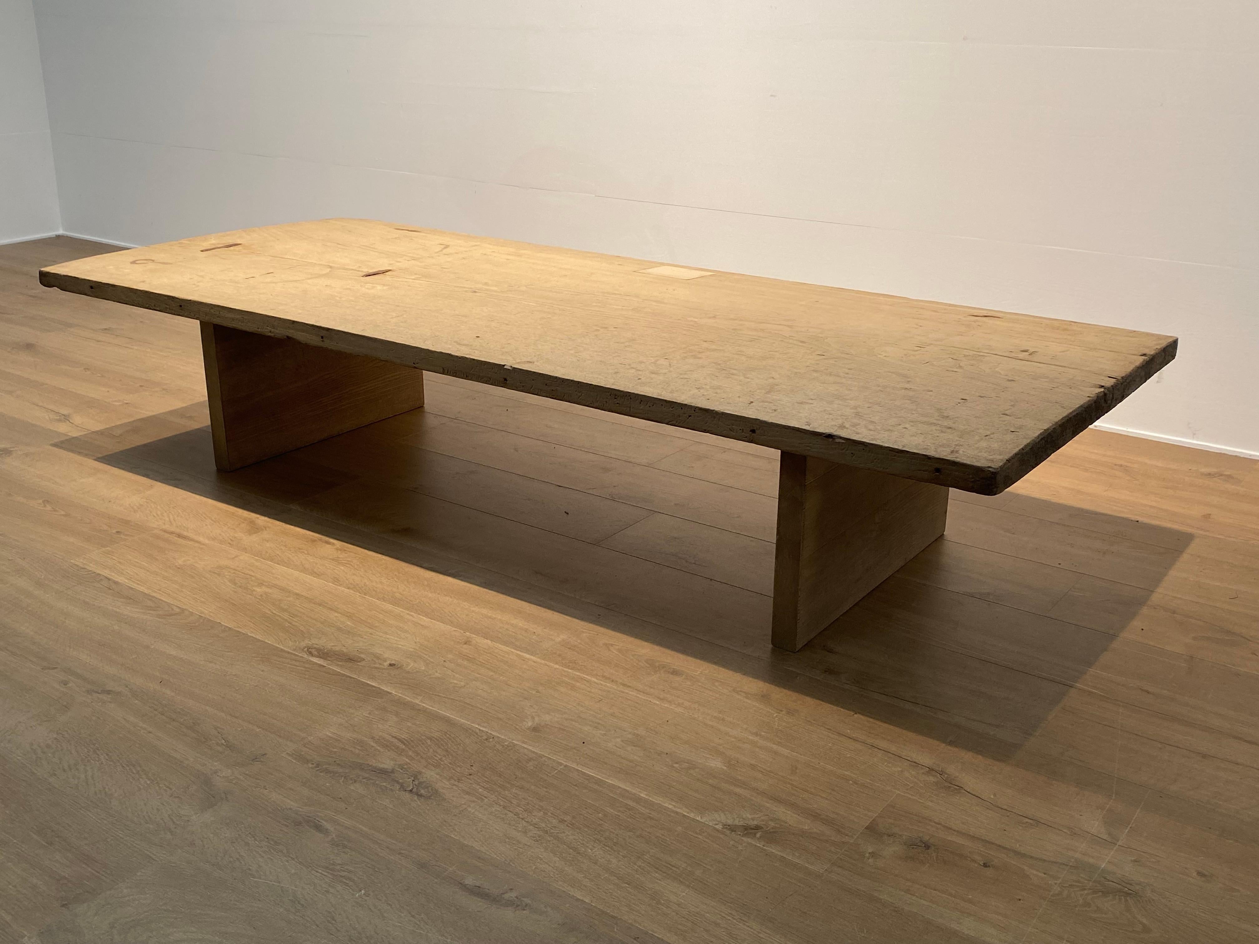 Contemporary Brutalist Wooden Sofa Table