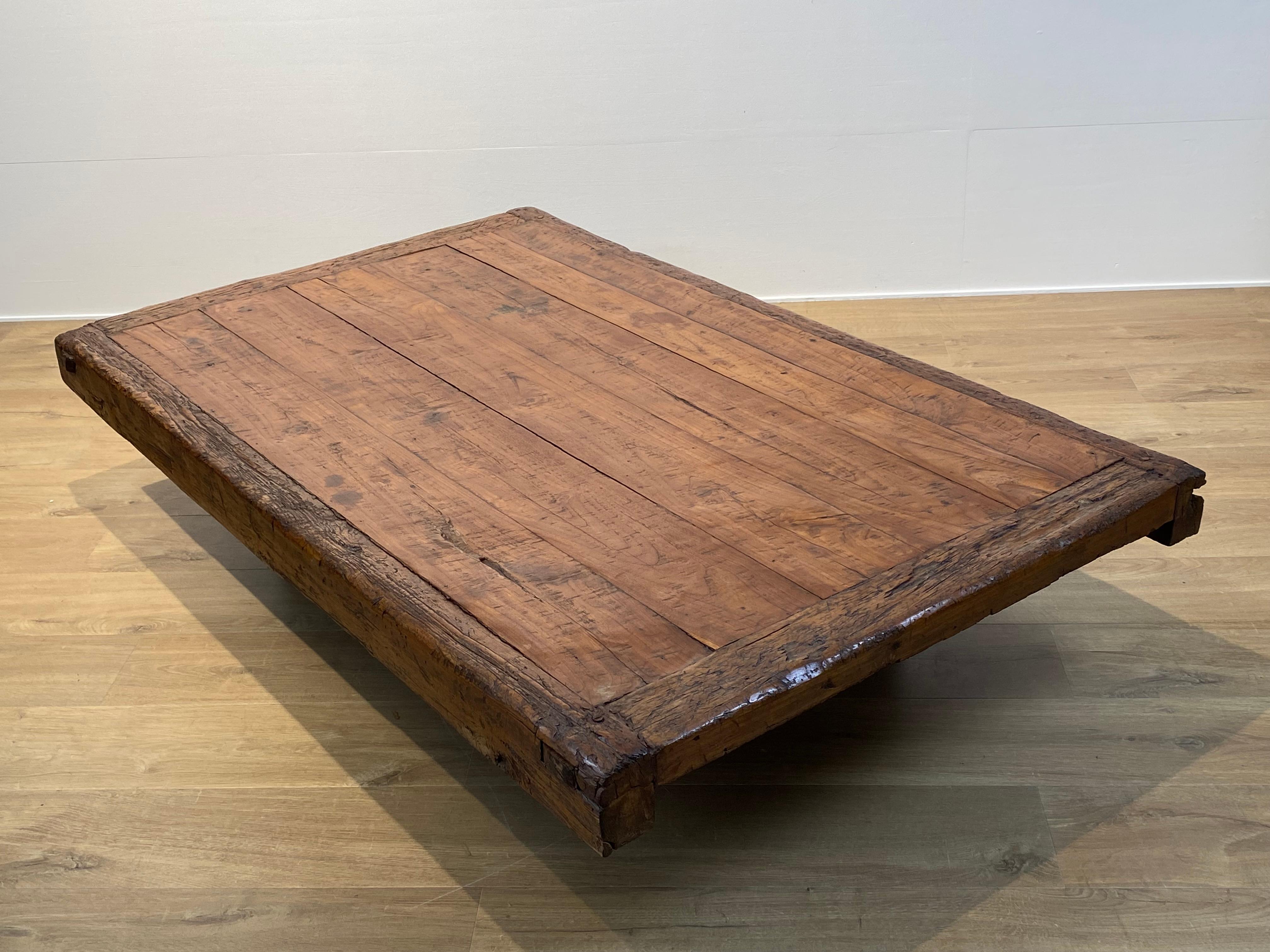 Mid-20th Century Brutalist Wooden Sofa Table For Sale