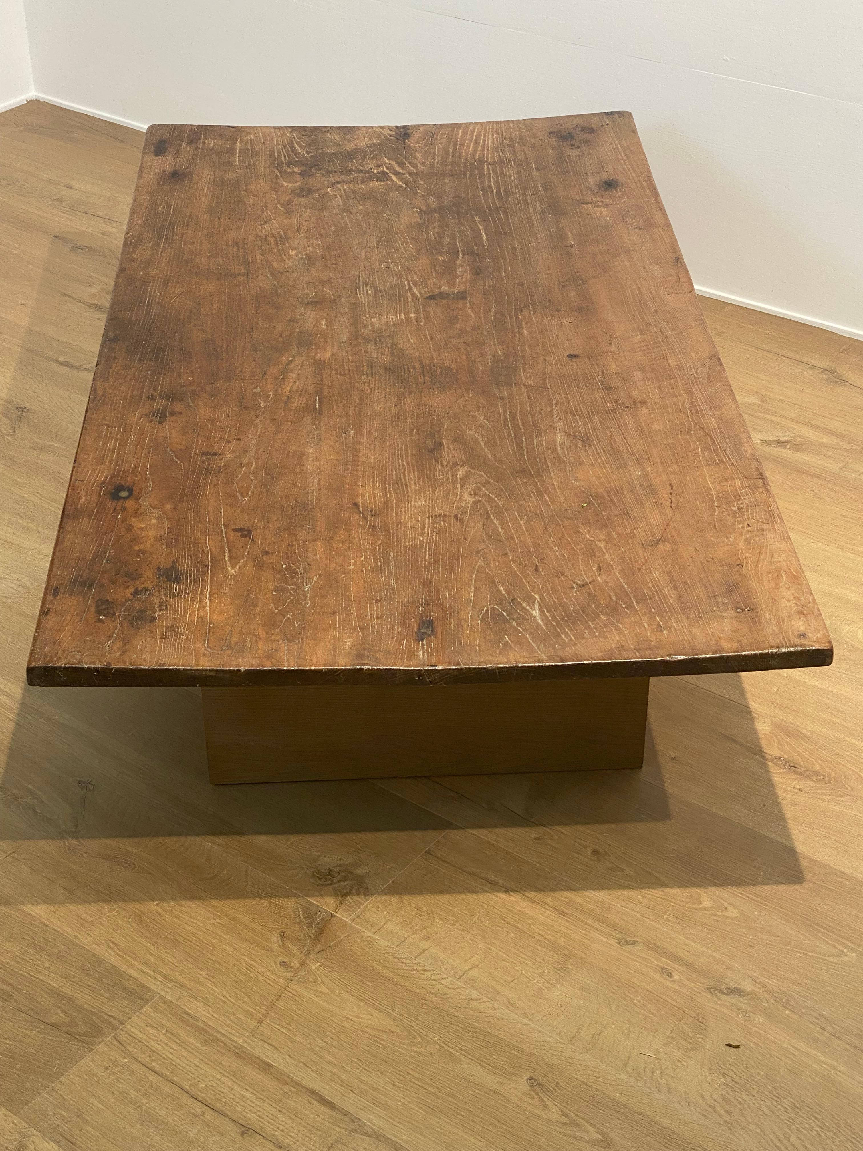 Brutalist Wooden Sofa Table For Sale 1