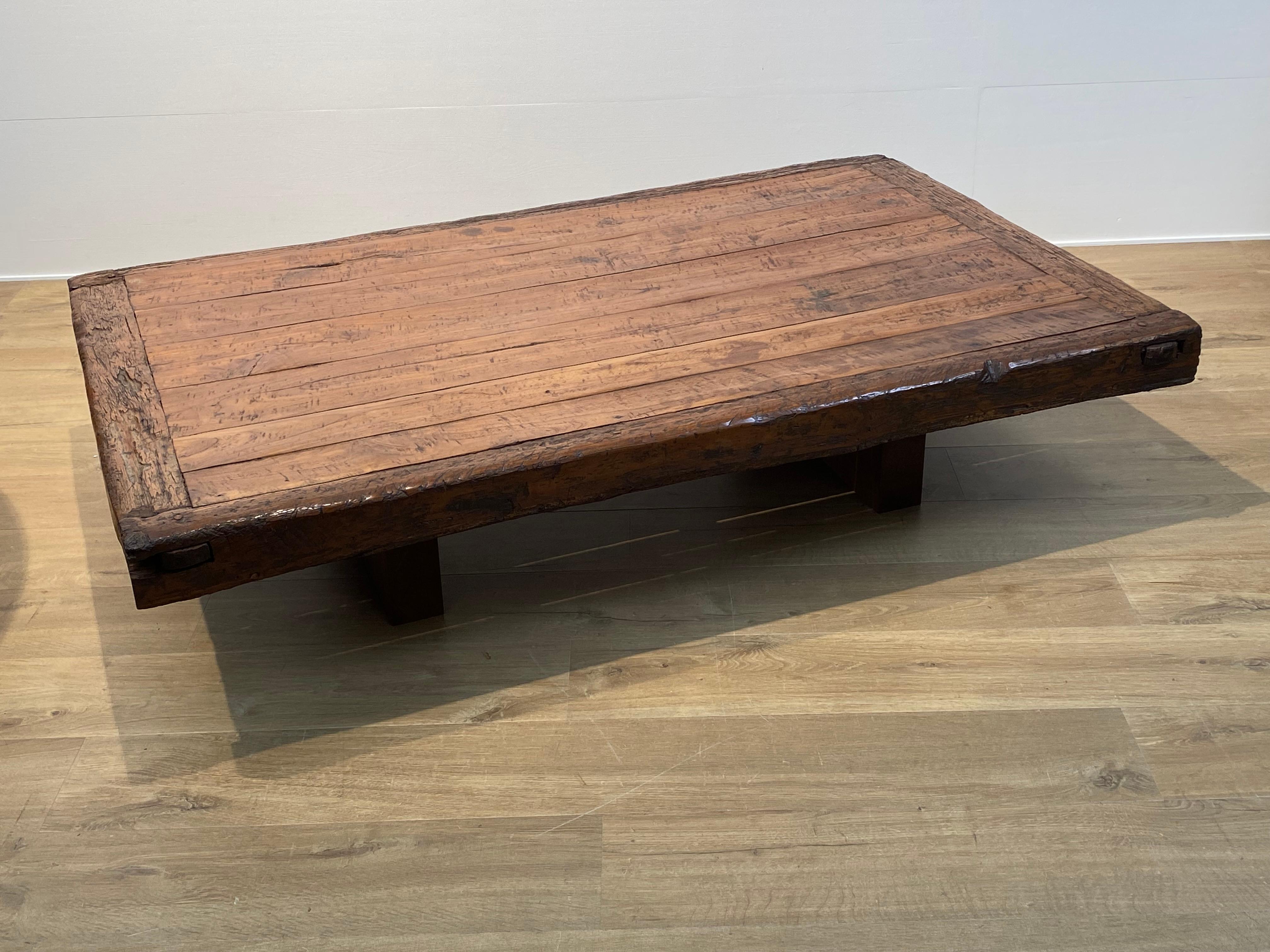 Brutalist Wooden Sofa Table For Sale 2