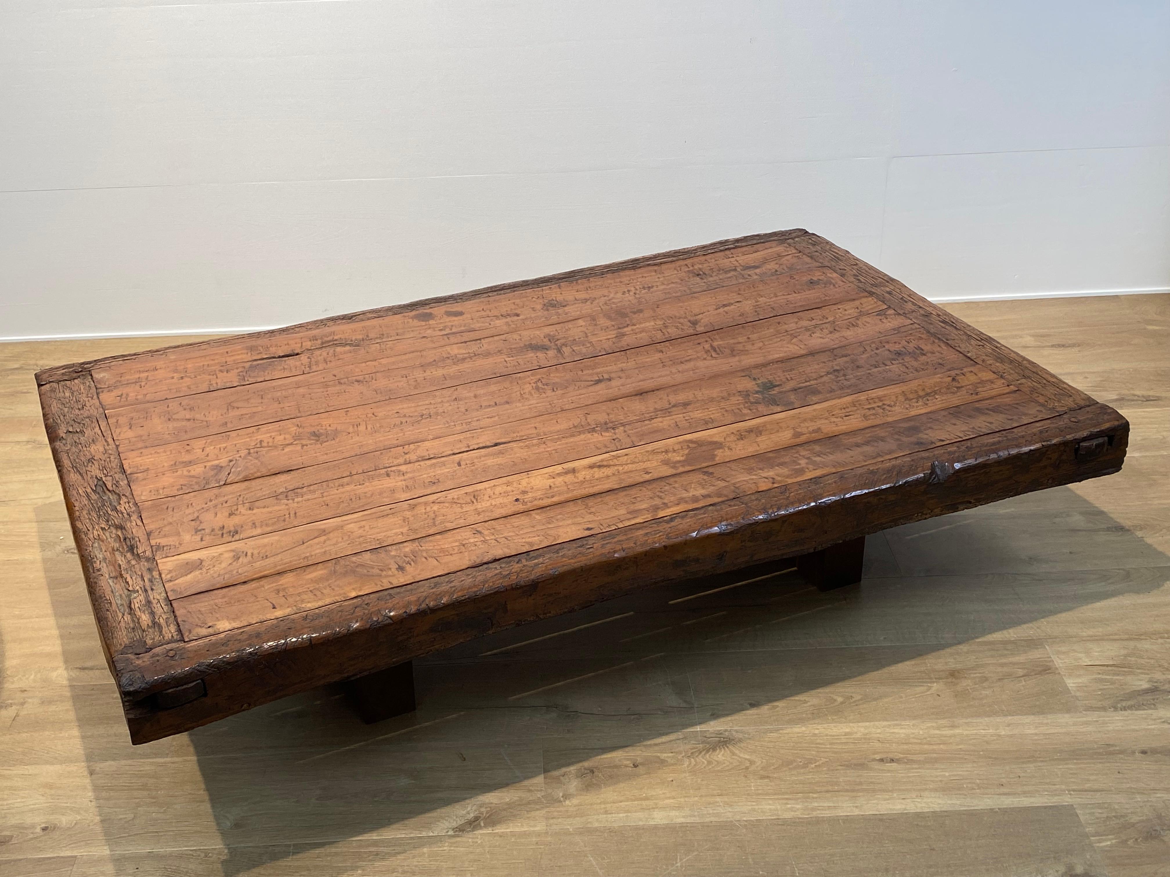Brutalist Wooden Sofa Table For Sale 3