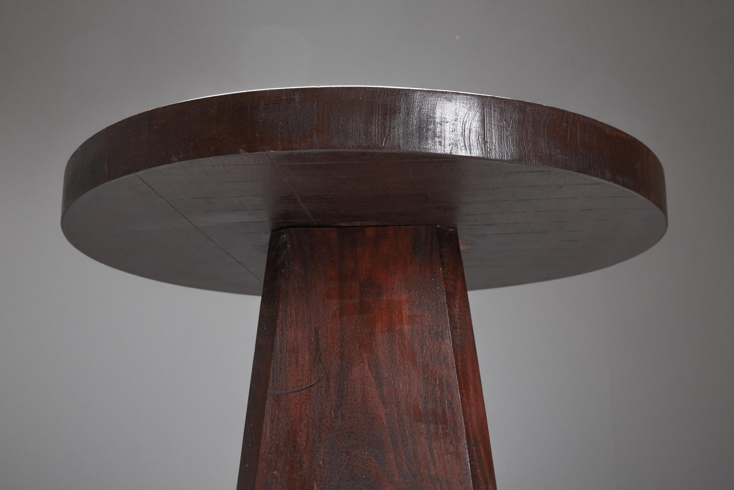 Brutalist Wooden Stool & Coffee Table, France, 1950s 2