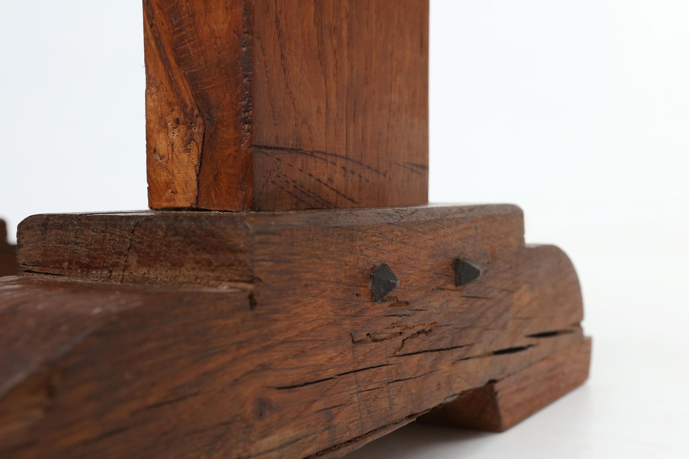 Brutalist wooden stool or side table, France ca. 1940 For Sale 3