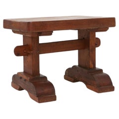 Vintage Brutalist wooden stool or side table, France ca. 1940
