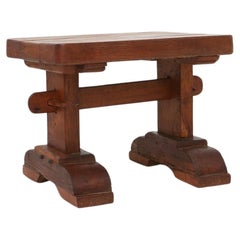 Tabouret ou table d'appoint brutaliste en bois, France, vers 1940