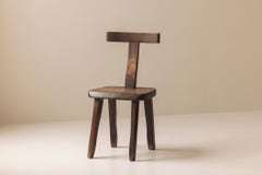 Silla T de madera brutalista de Aranjou, Francia años 60.