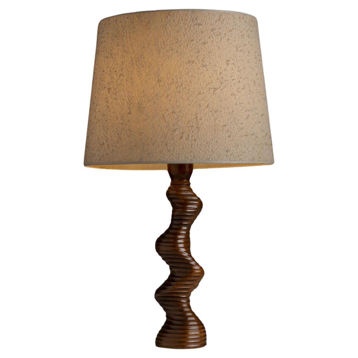 Brutalist Wooden Table Lamp France, 1960