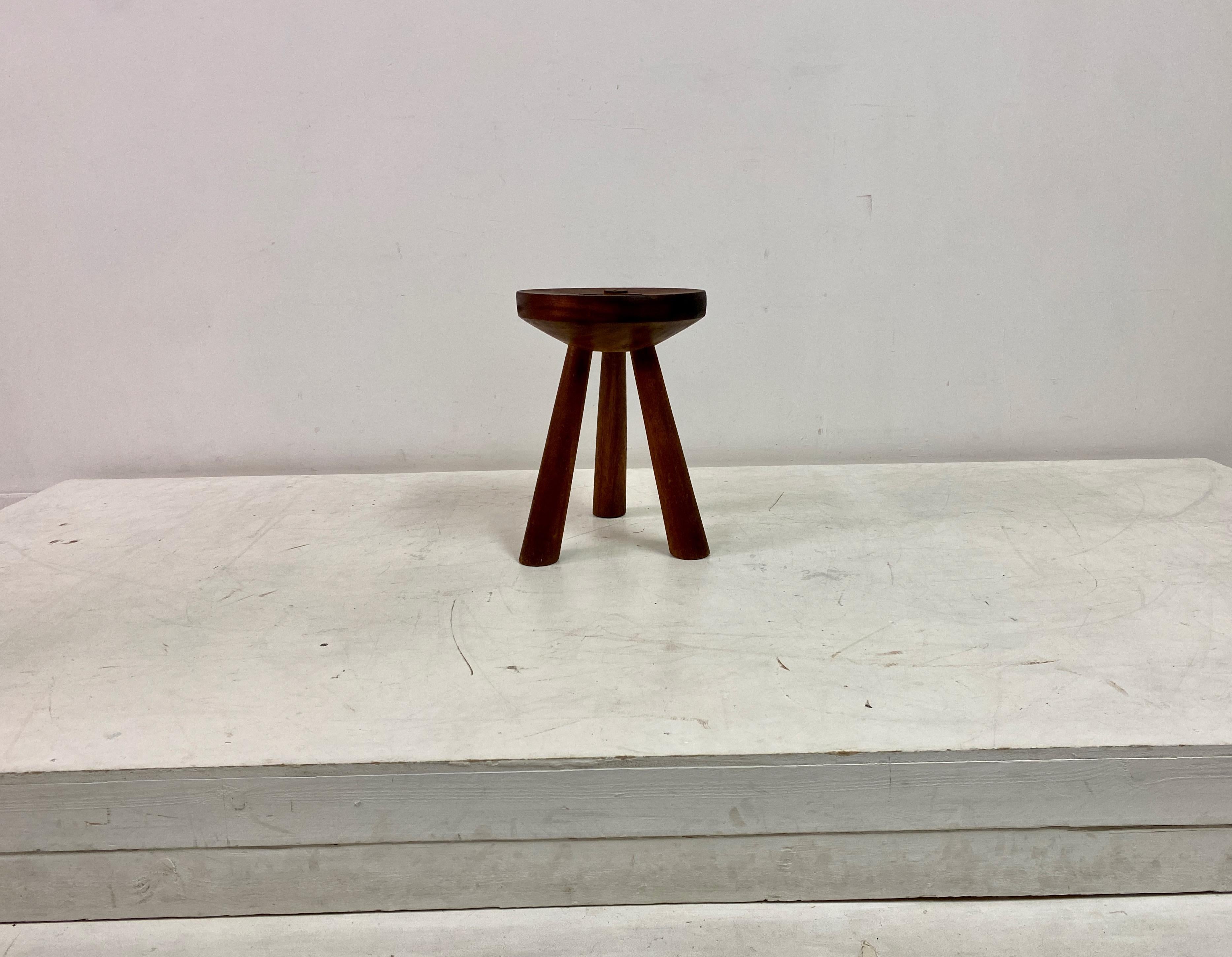 Brutalist Wooden Tripod Stool In Good Condition In London, London