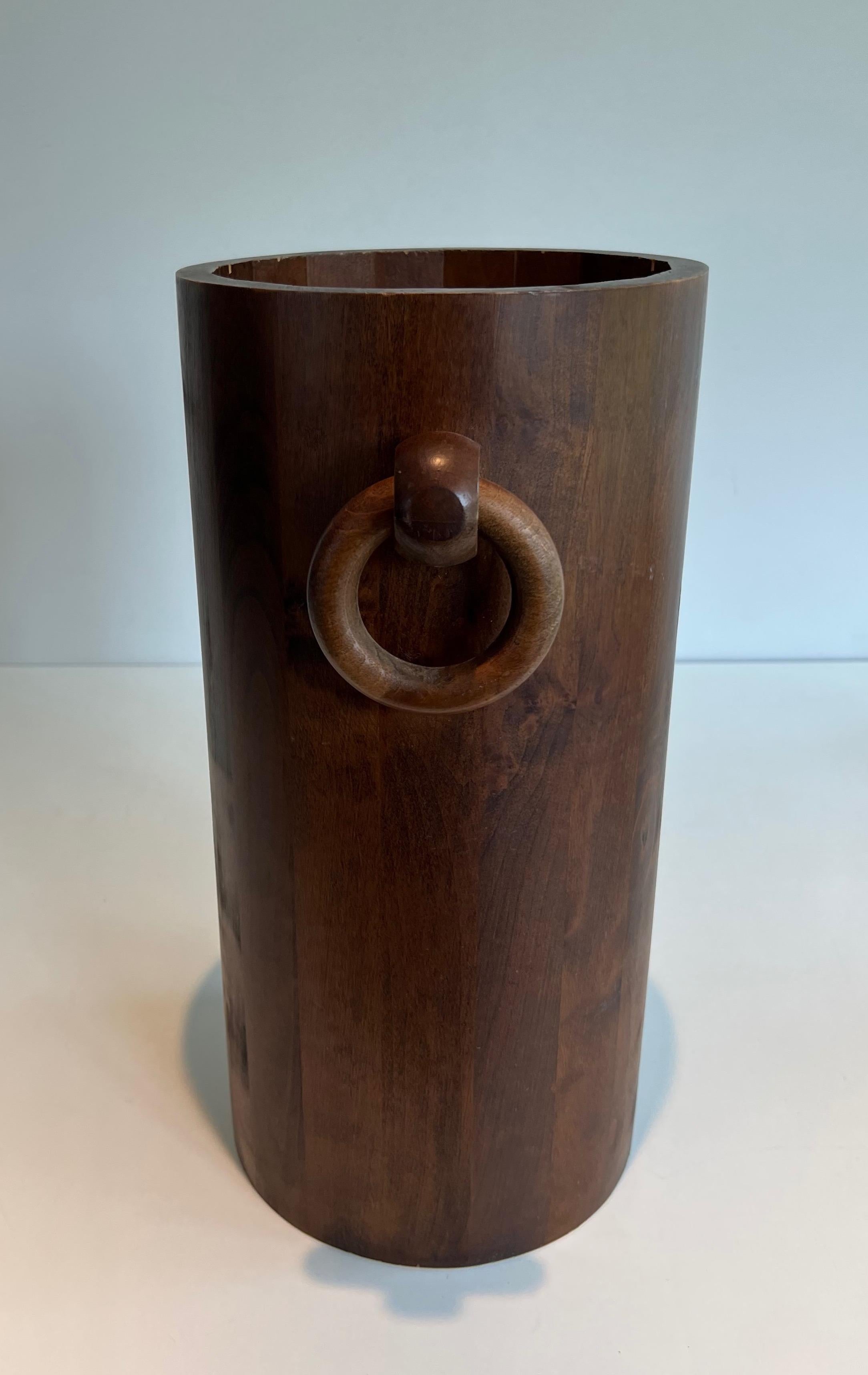 Mid-20th Century Brutalist Wooden Umbrella Stand For Sale