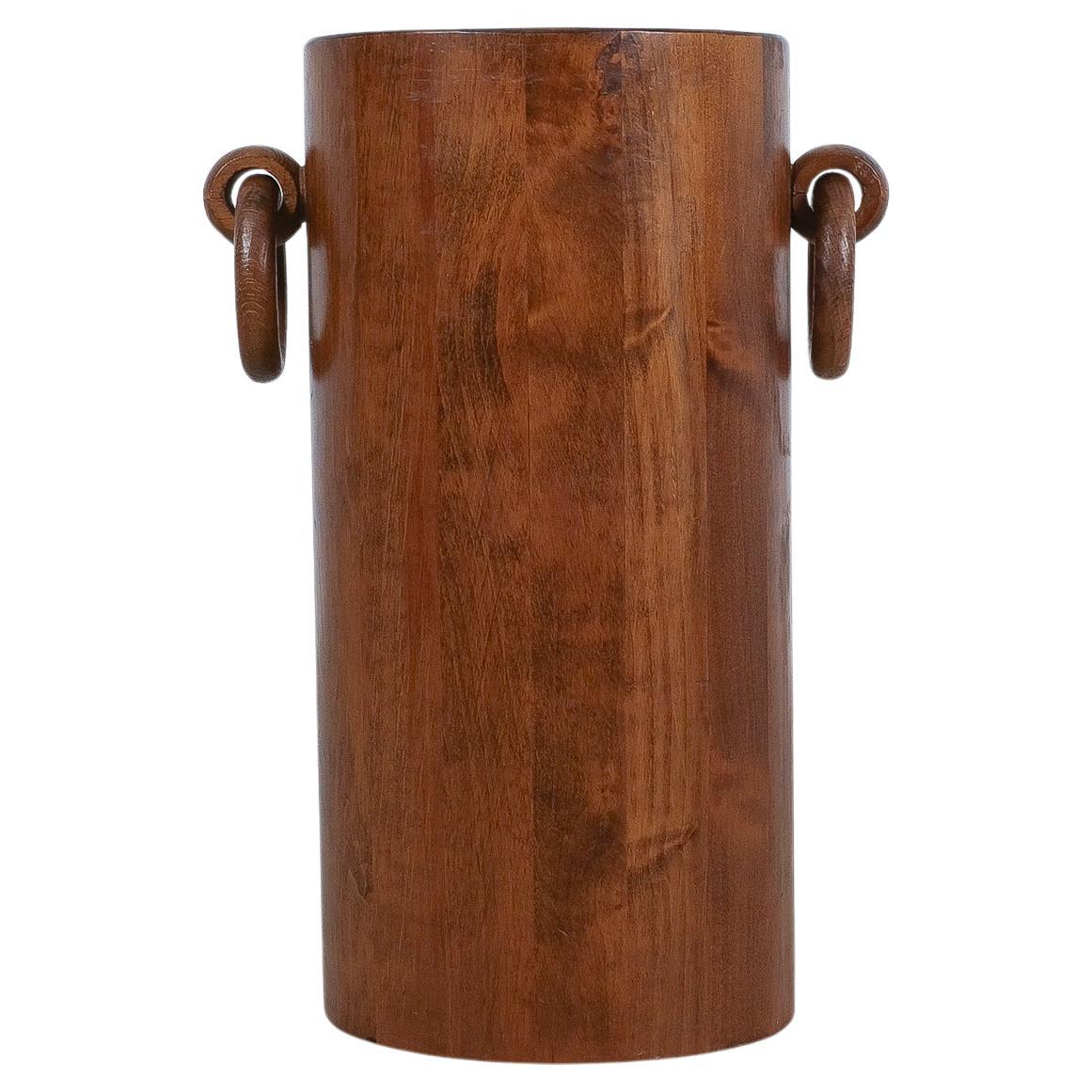 Brutalist Wooden Umbrella Stand, Walnut, France 1955 For Sale