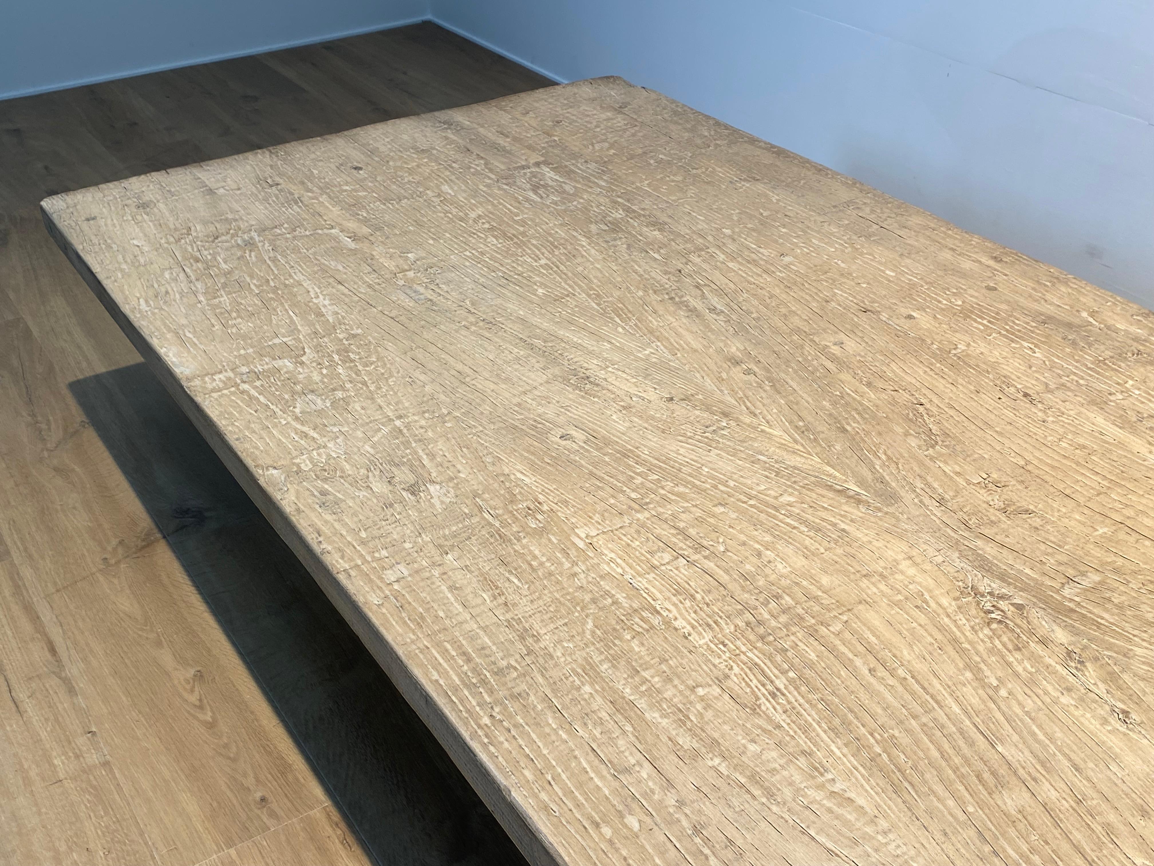 Brutalist Wooden  XXl Sofa Table For Sale 8