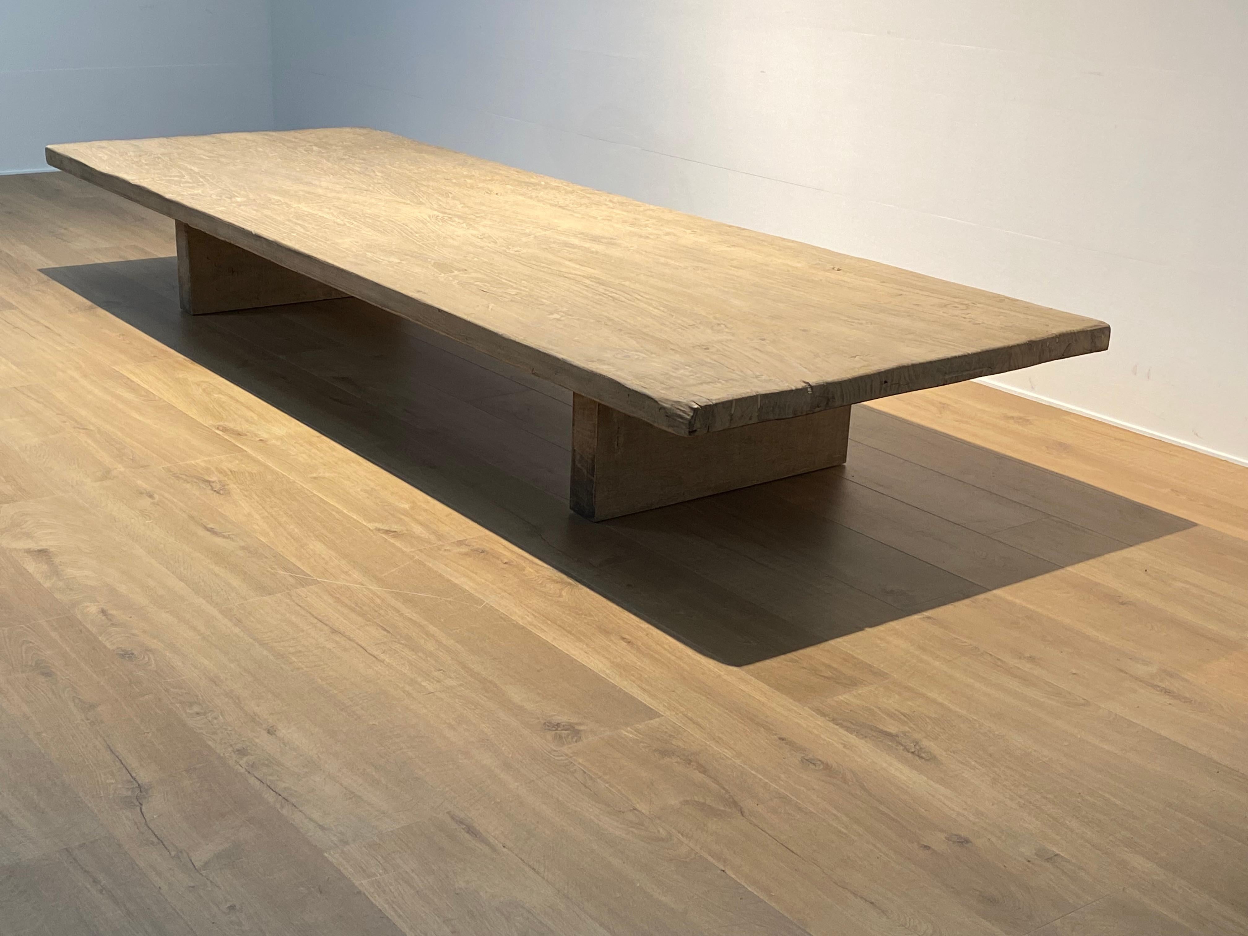 Elm Brutalist Wooden  XXl Sofa Table For Sale