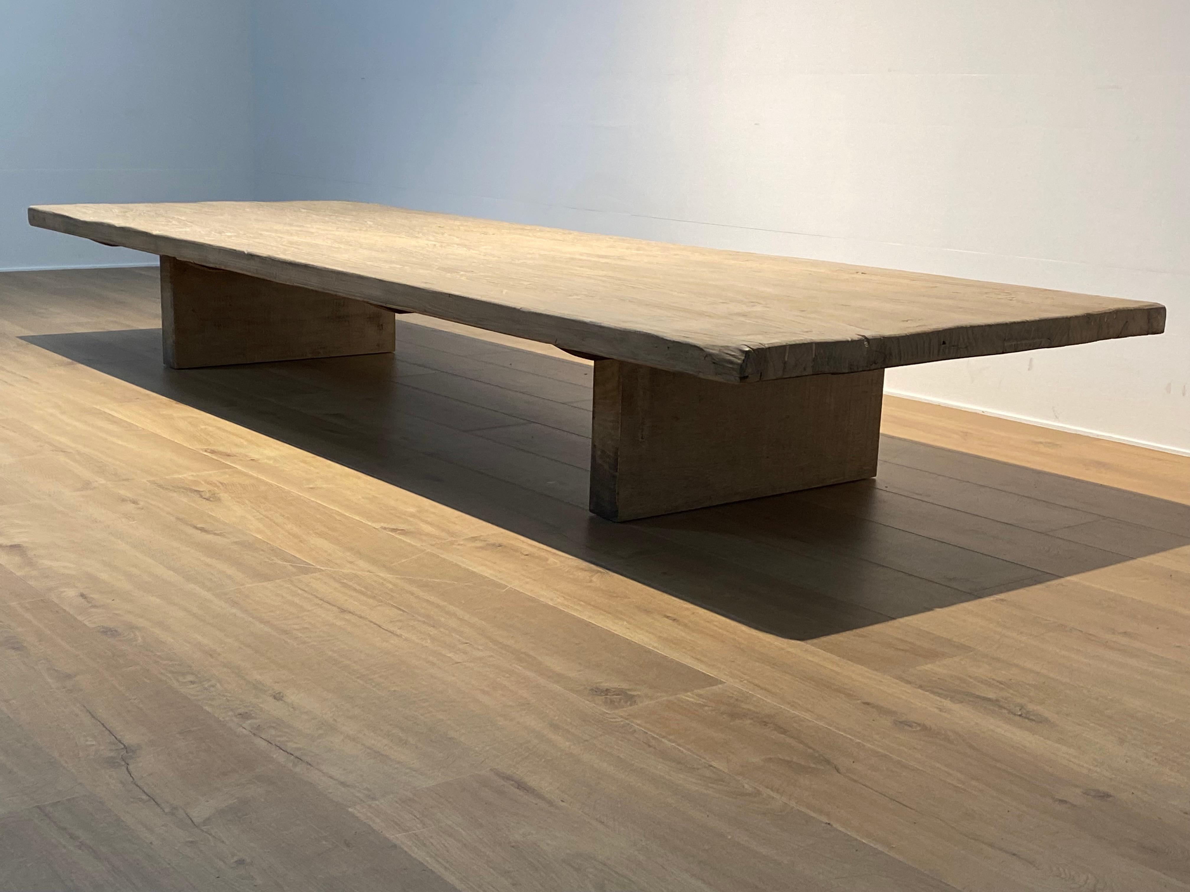 Brutalist Wooden  XXl Sofa Table For Sale 1