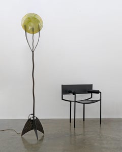 Brutalist Wrought Iron and Cast Glass Lamp, Norway, c.1970