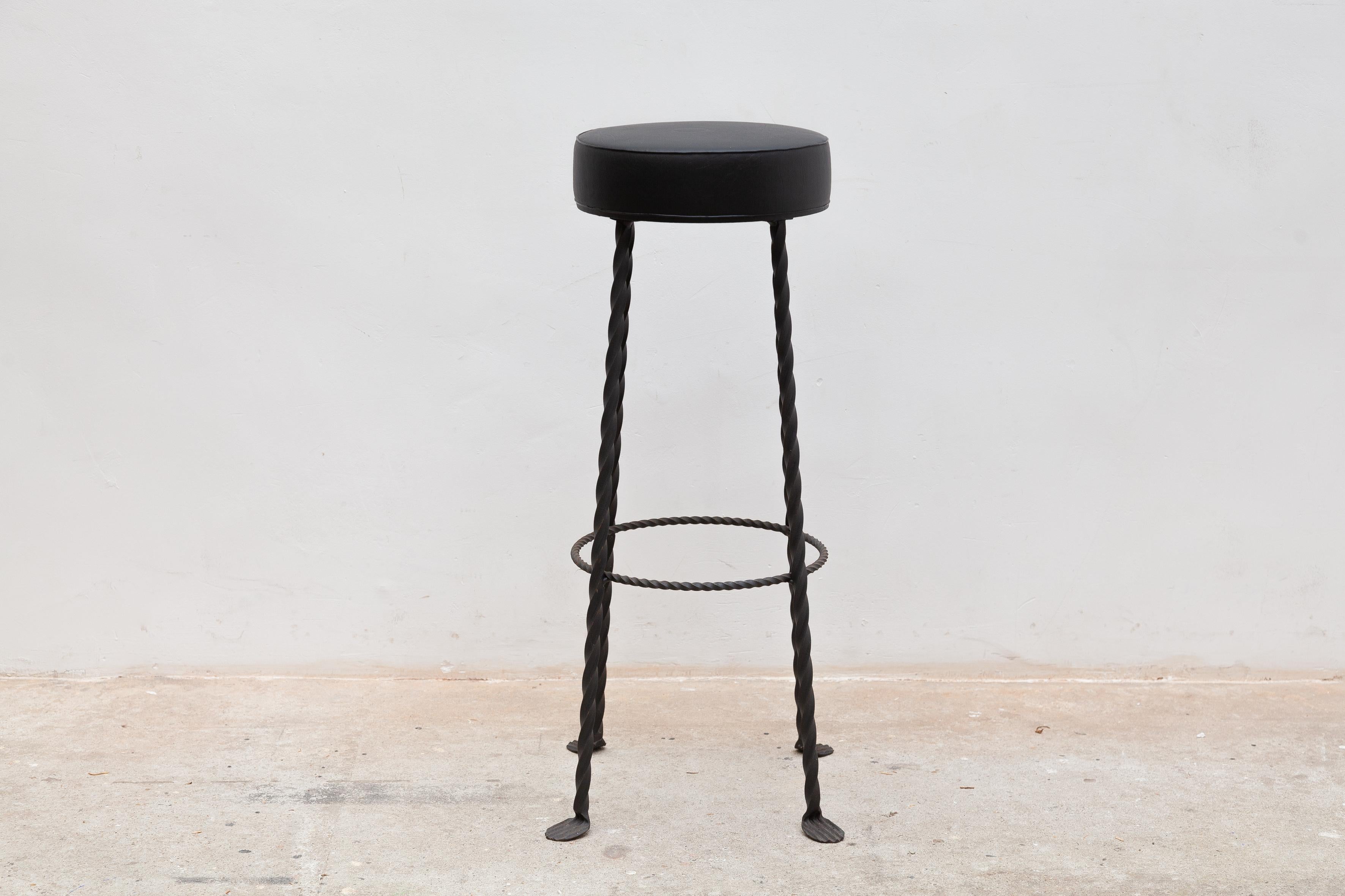 French Brutalist Wrought Iron Bar Stools France, 1960s