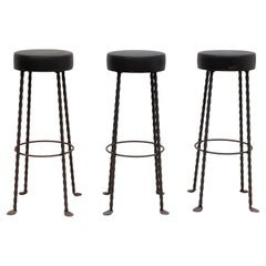 Brutalist Wrought Iron Bar Stools France, 1960s