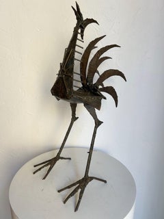 Brutalist wrought iron bird sculpture dating from the 1970s