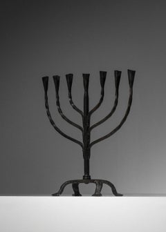 Brutalistische schmiedeeiserne Kandelaber Volkskunst 50er Jahre im Stil des Atelier de marolles