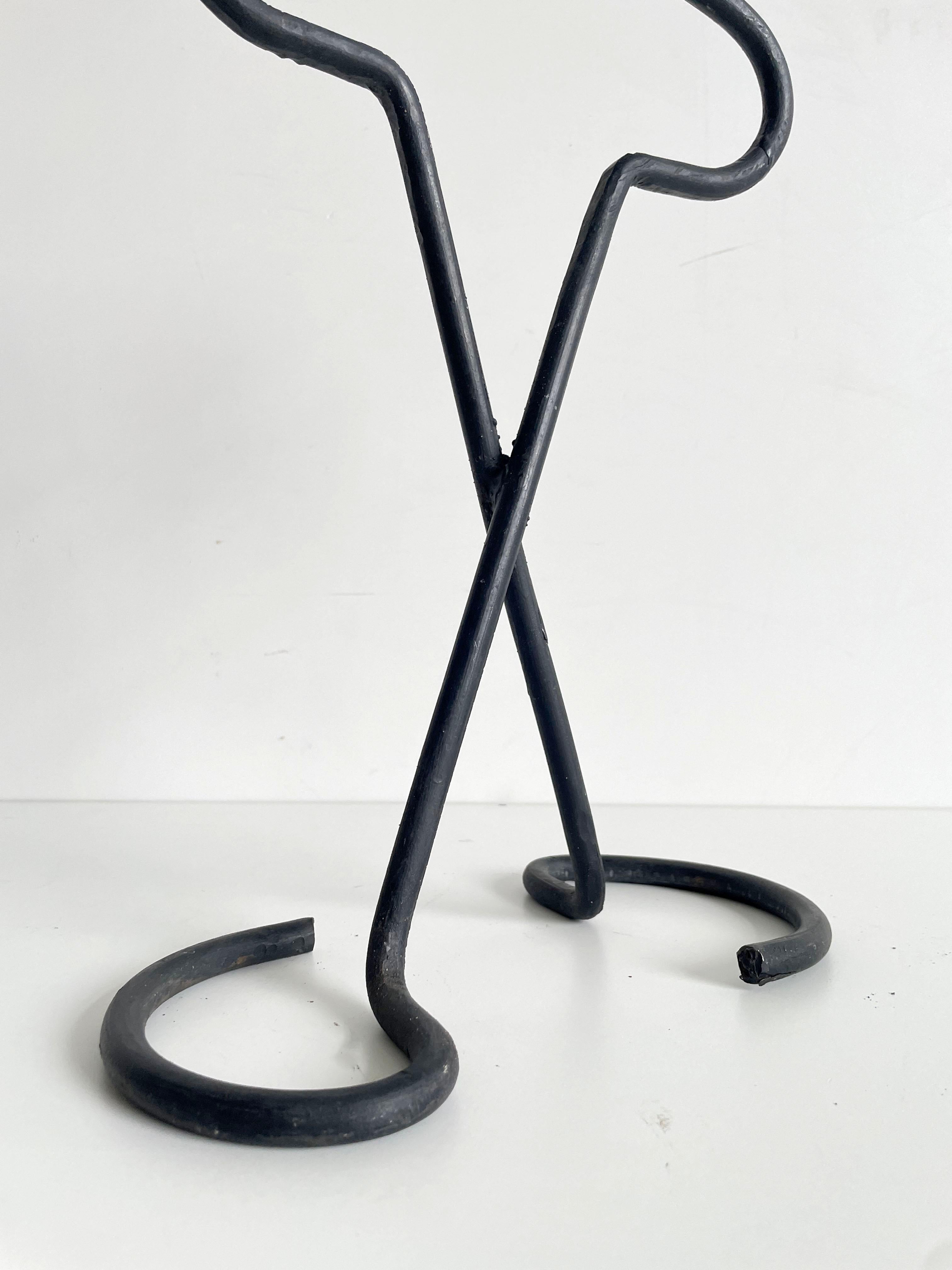 European Brutalist Wrought Iron Candle Holder, 1950's For Sale