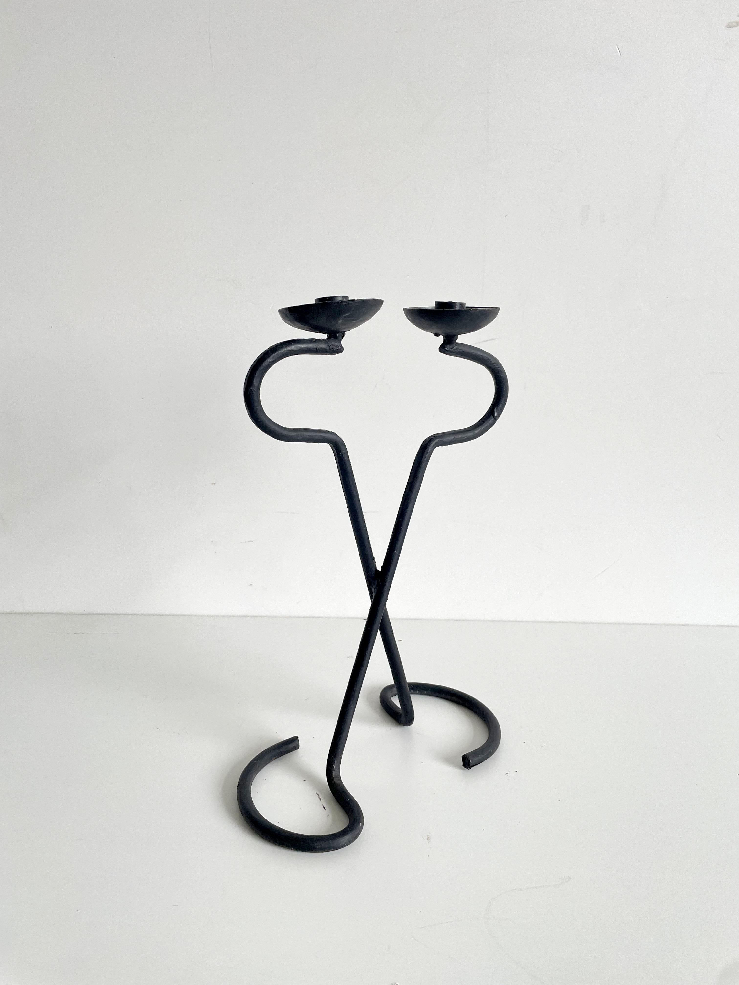 Brutalist Wrought Iron Candle Holder, 1950's In Good Condition For Sale In Zagreb, HR