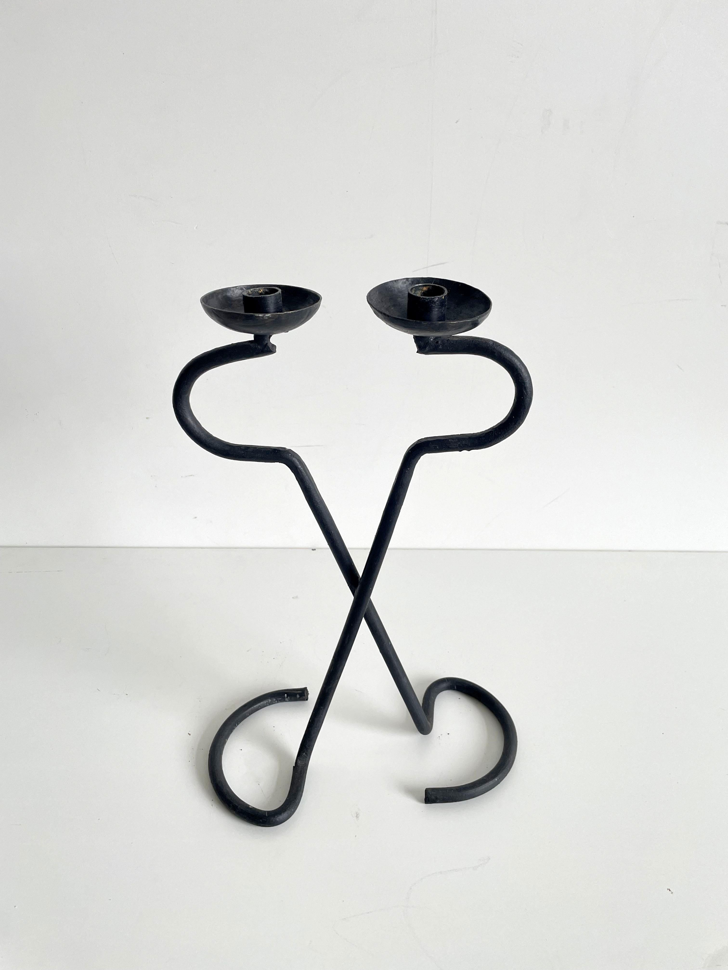 Brutalist Wrought Iron Candle Holder, 1950's For Sale 1