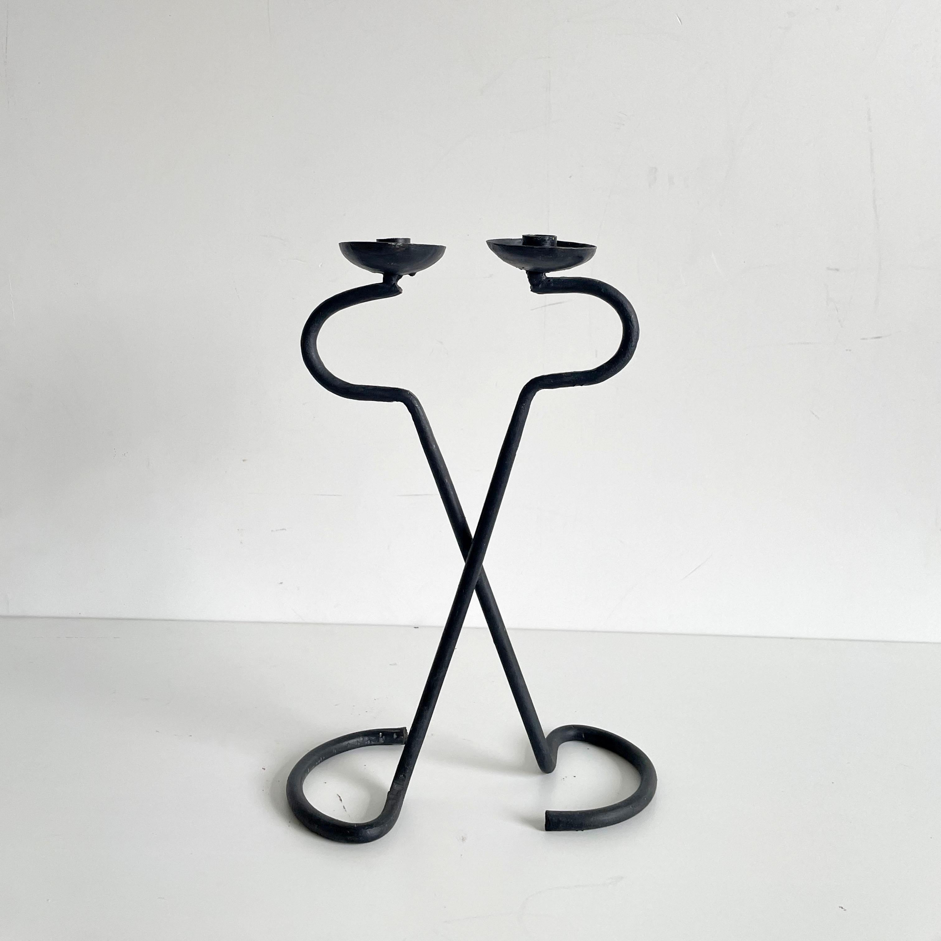 Brutalist Wrought Iron Candle Holder, 1950's For Sale 2