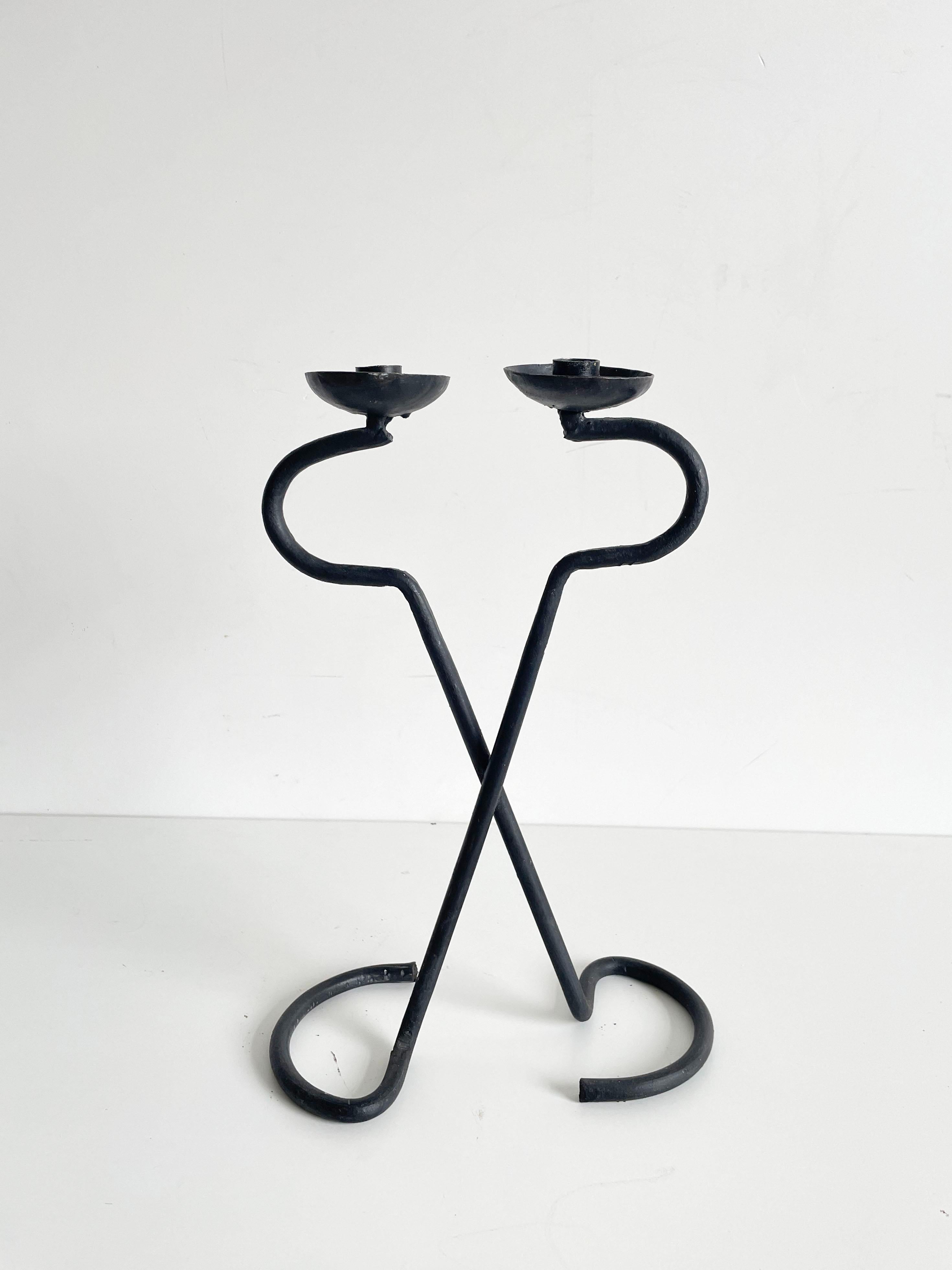 Brutalist Wrought Iron Candle Holder, 1950's For Sale 3