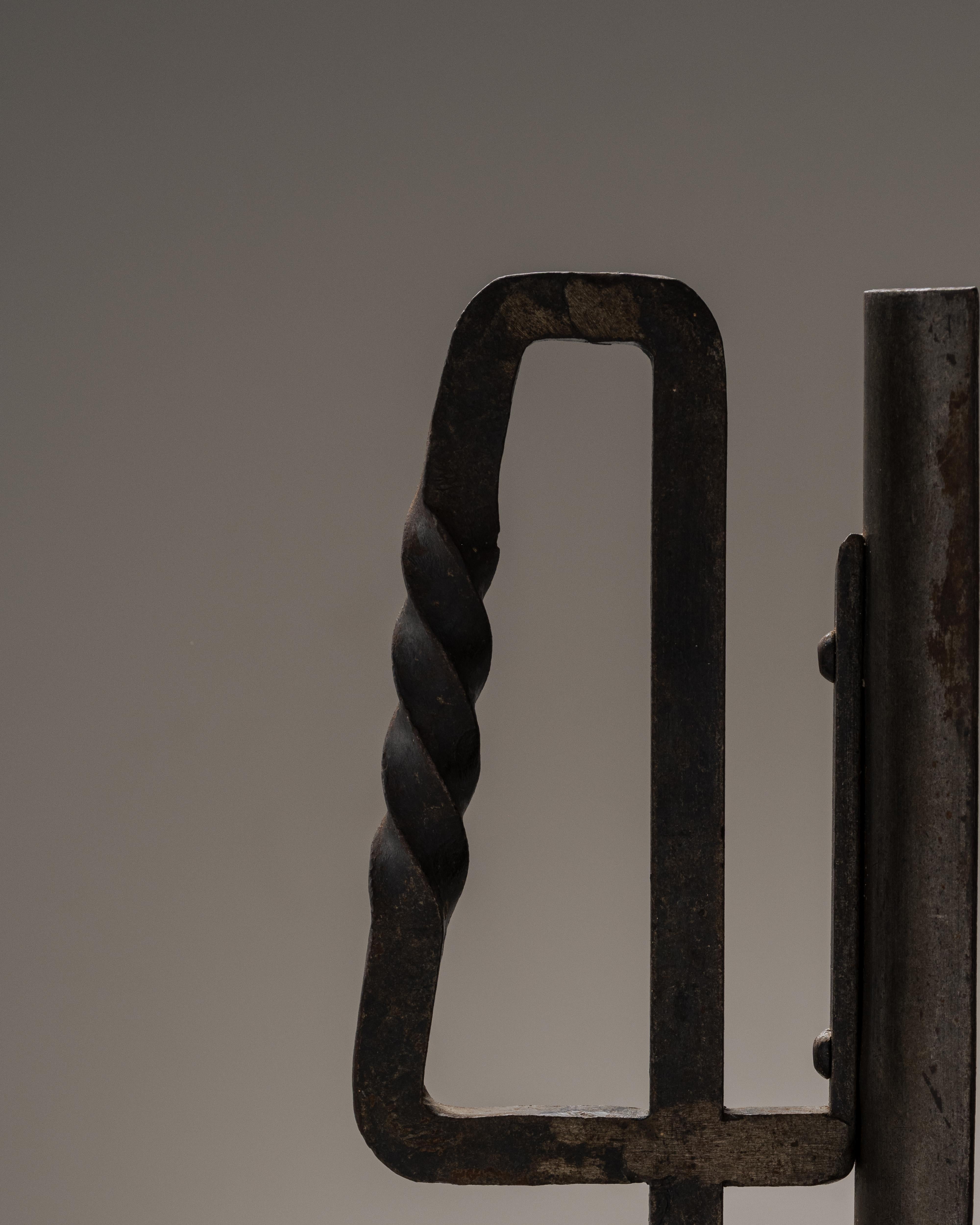 Brutalist wrought iron candle holder, Jean Touret, 1970s For Sale 1