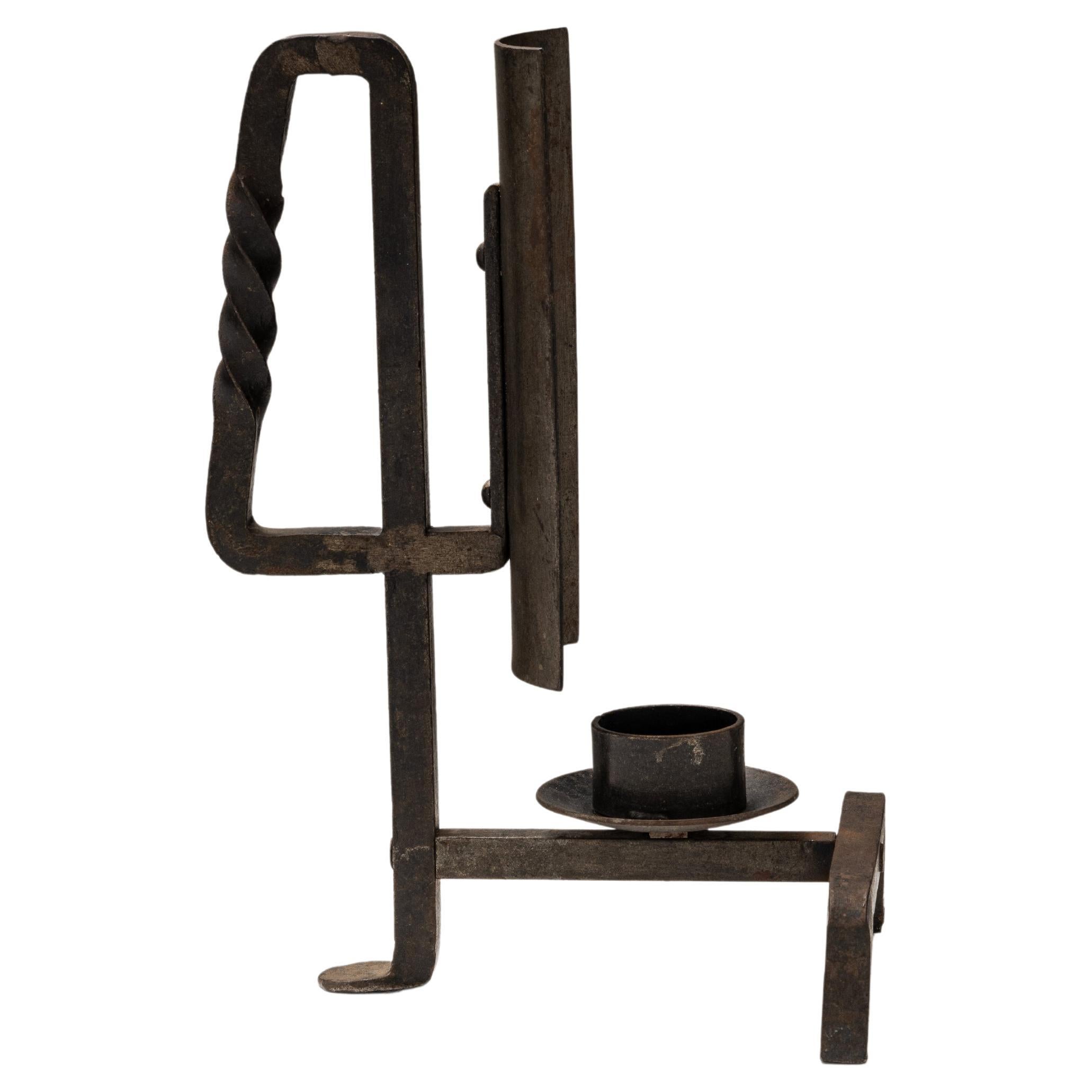 Brutalist wrought iron candle holder, Jean Touret, 1970s For Sale