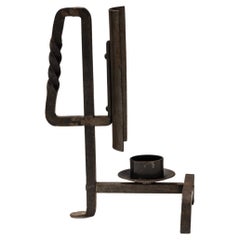 Brutalist wrought iron candle holder, Jean Touret, 1970s