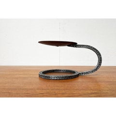 Mid-Century Brutalist Wrought Iron Candleholder, Copper Finish, 1960s
