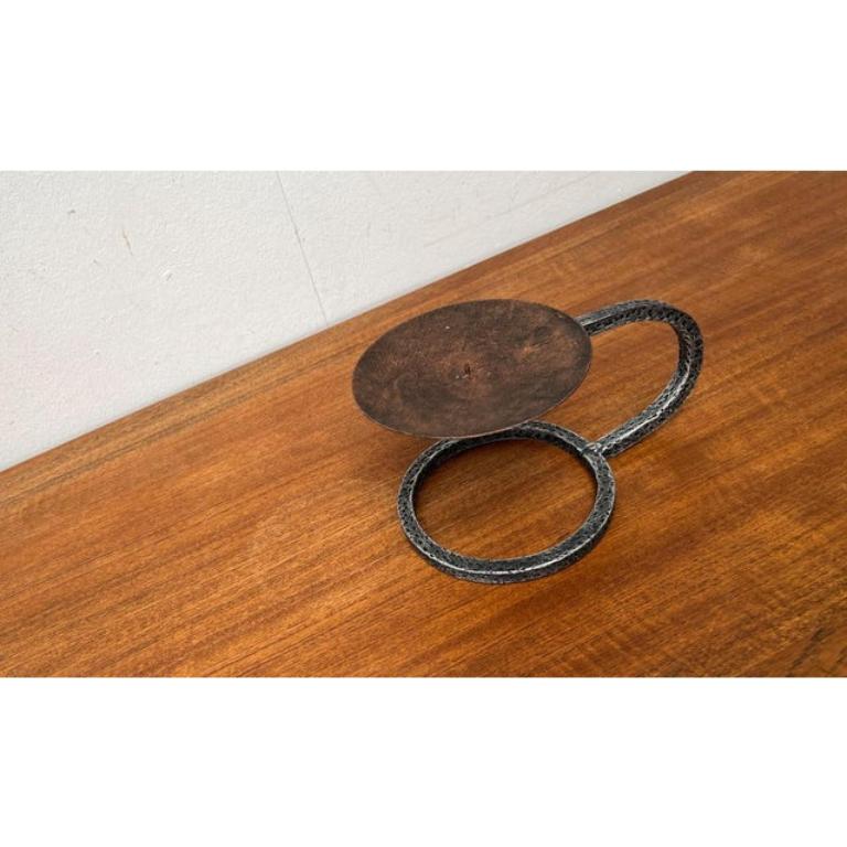 20th Century Brutalist Wrought Iron Candleholder 1960s For Sale