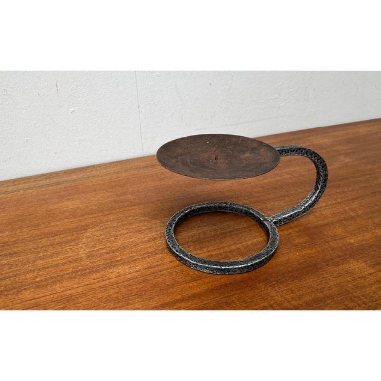 Metal Brutalist Wrought Iron Candleholder 1960s For Sale