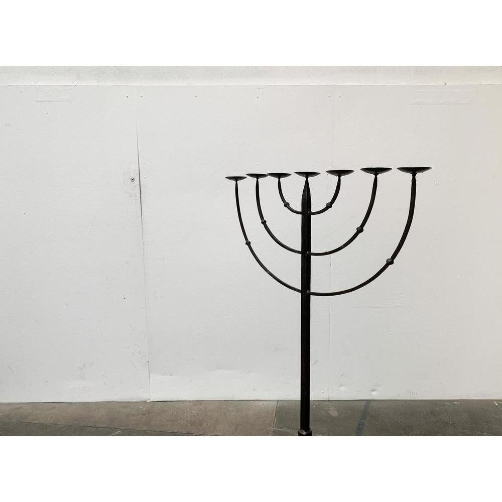 Metal Brutalist Wrought Iron Candleholder For Sale