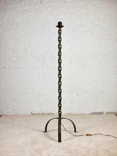 Brutalist wrought iron chain floor lamp from 1960s, France