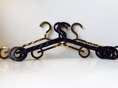 Brutalist Wrought Iron Coat Hangers, Denmark, 1970s, Set of 6