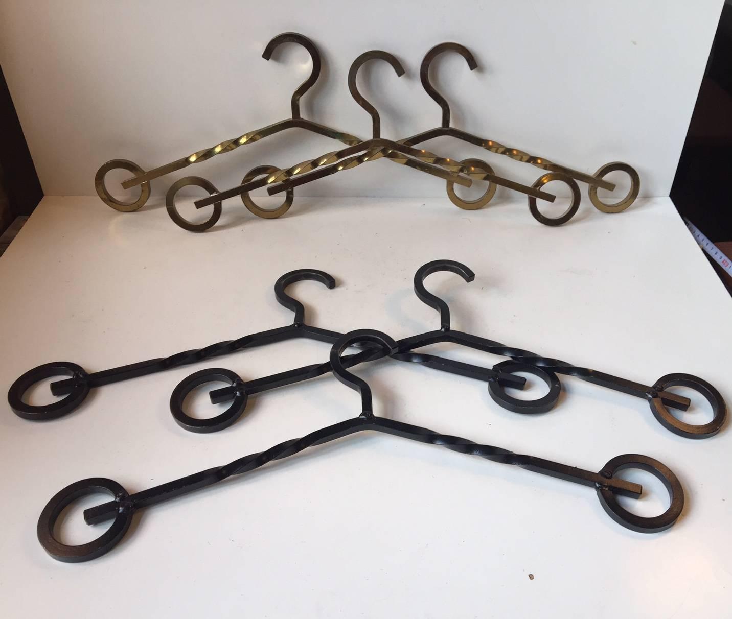 Brutalist Wrought Iron Coat Hangers, Denmark, 1970s, Set of 6 For Sale 1