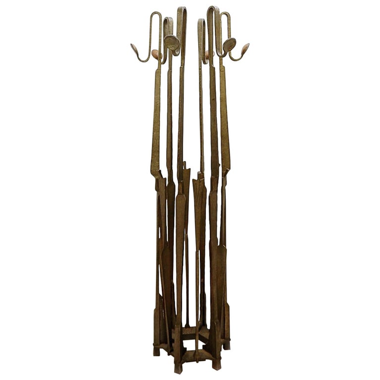 Brutalist Wrought Iron Coat Rack For Sale at 1stDibs