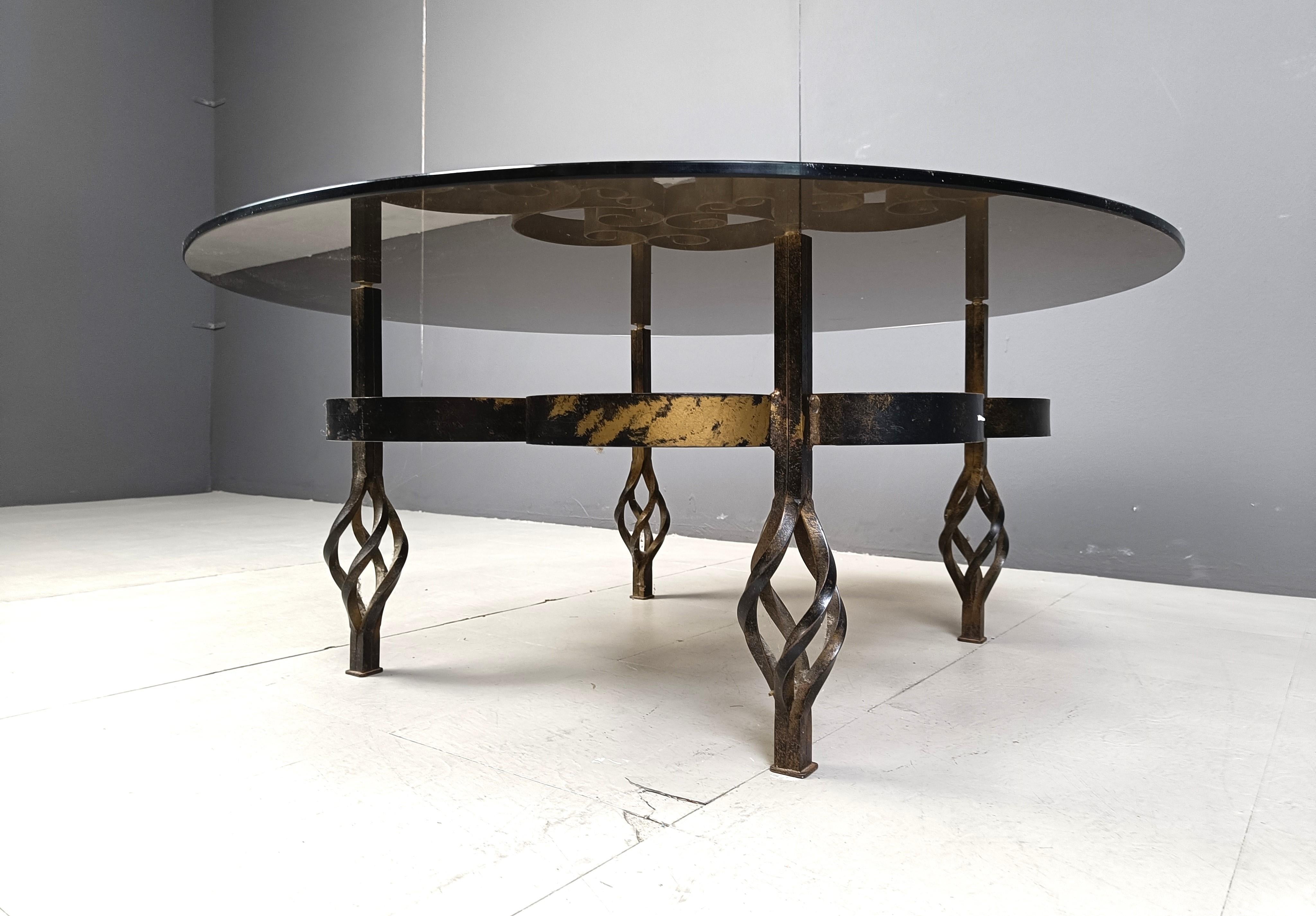 Brutalist Wrought iron coffee table 1970s For Sale 3