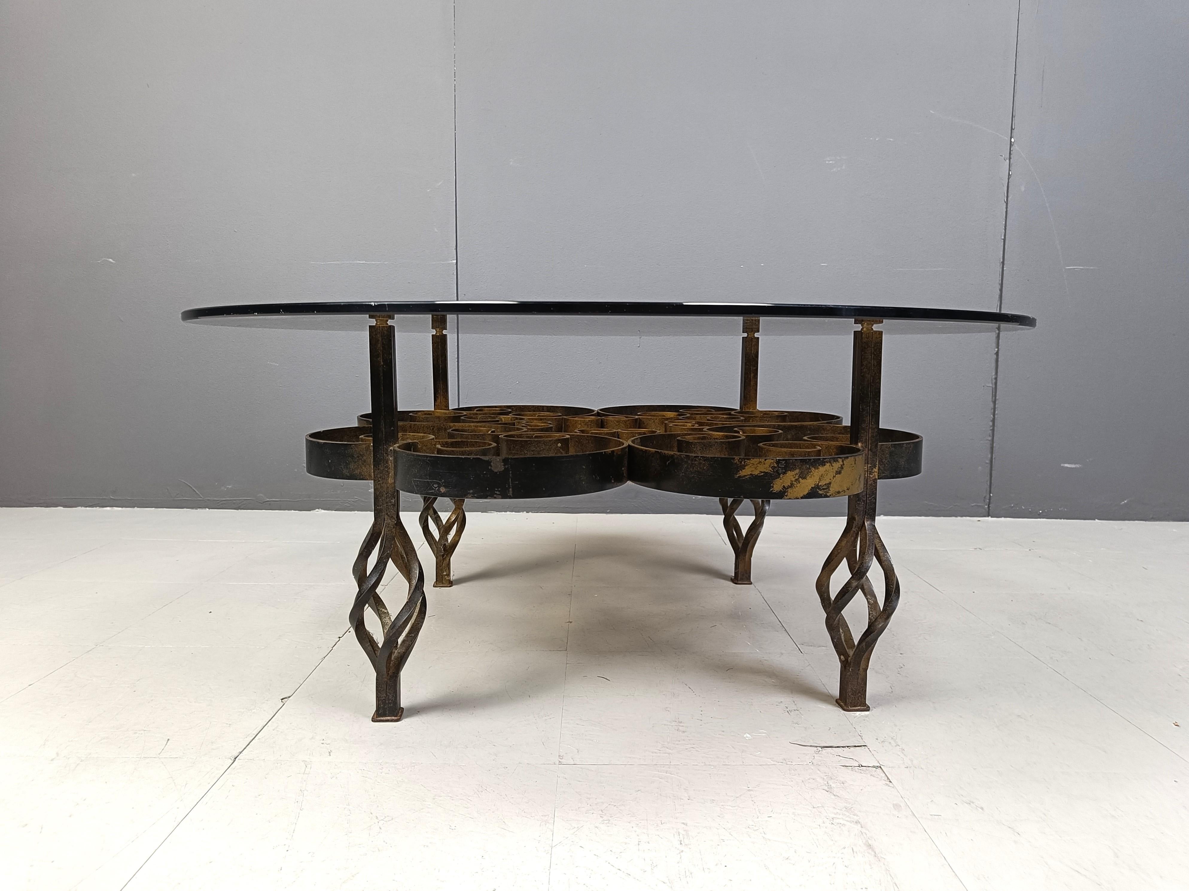 Late 20th Century Brutalist Wrought iron coffee table 1970s For Sale