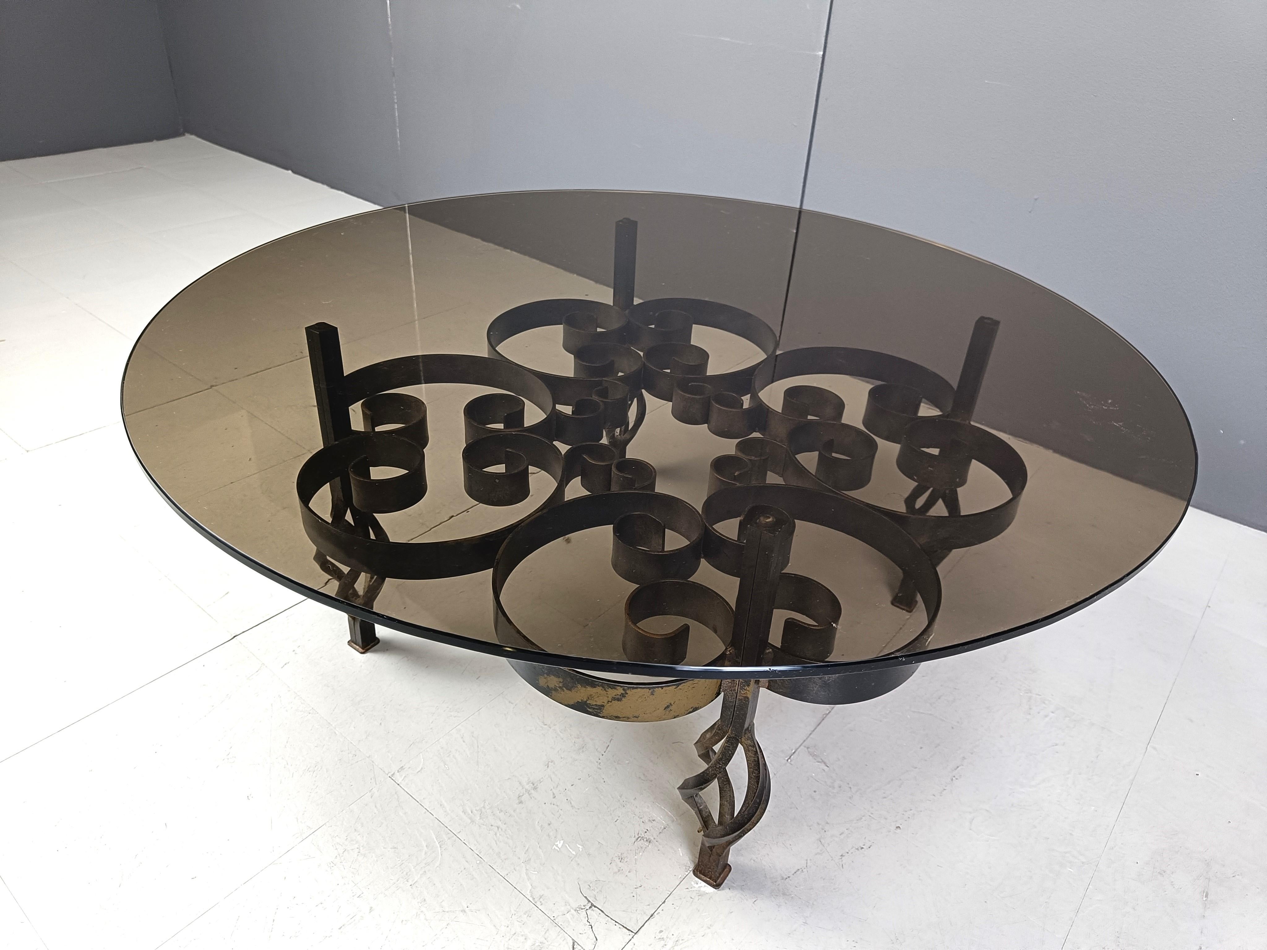 Brutalist Wrought iron coffee table 1970s For Sale 2