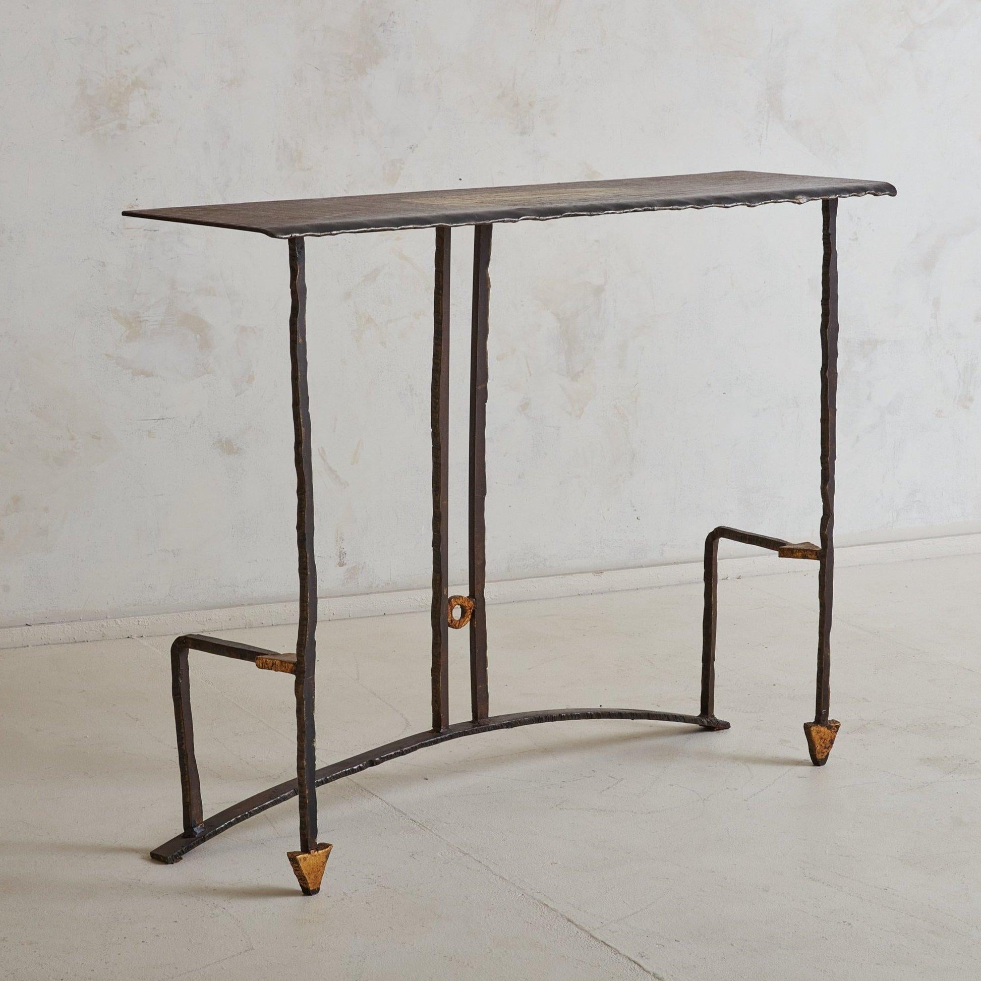 French Brutalist Wrought Iron Console by Jean Jacques Argueyrolles, France 1990s For Sale
