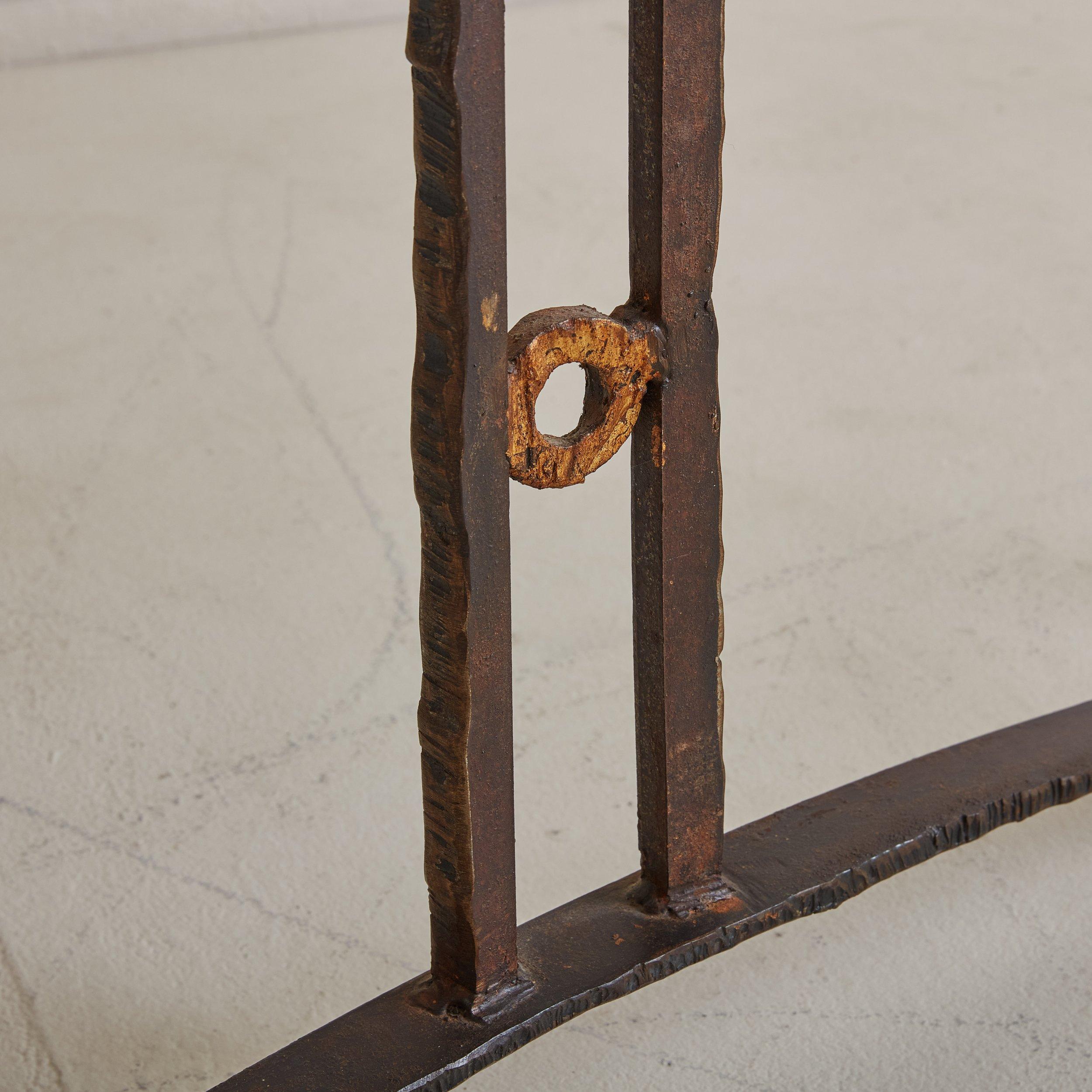 Brutalist Wrought Iron Console by Jean Jacques Argueyrolles, France 1990s For Sale 2