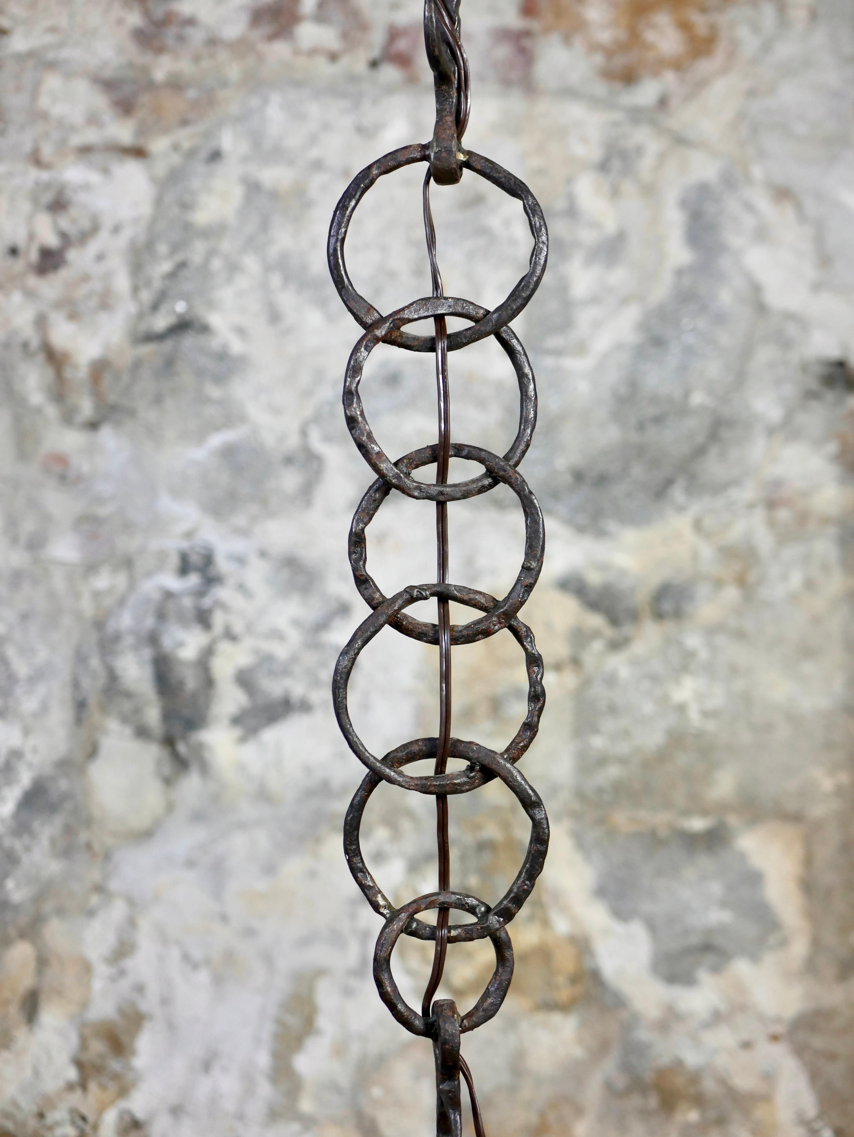 Brutalist wrought iron floor lamp, anonymous work from France, 1960s For Sale 1