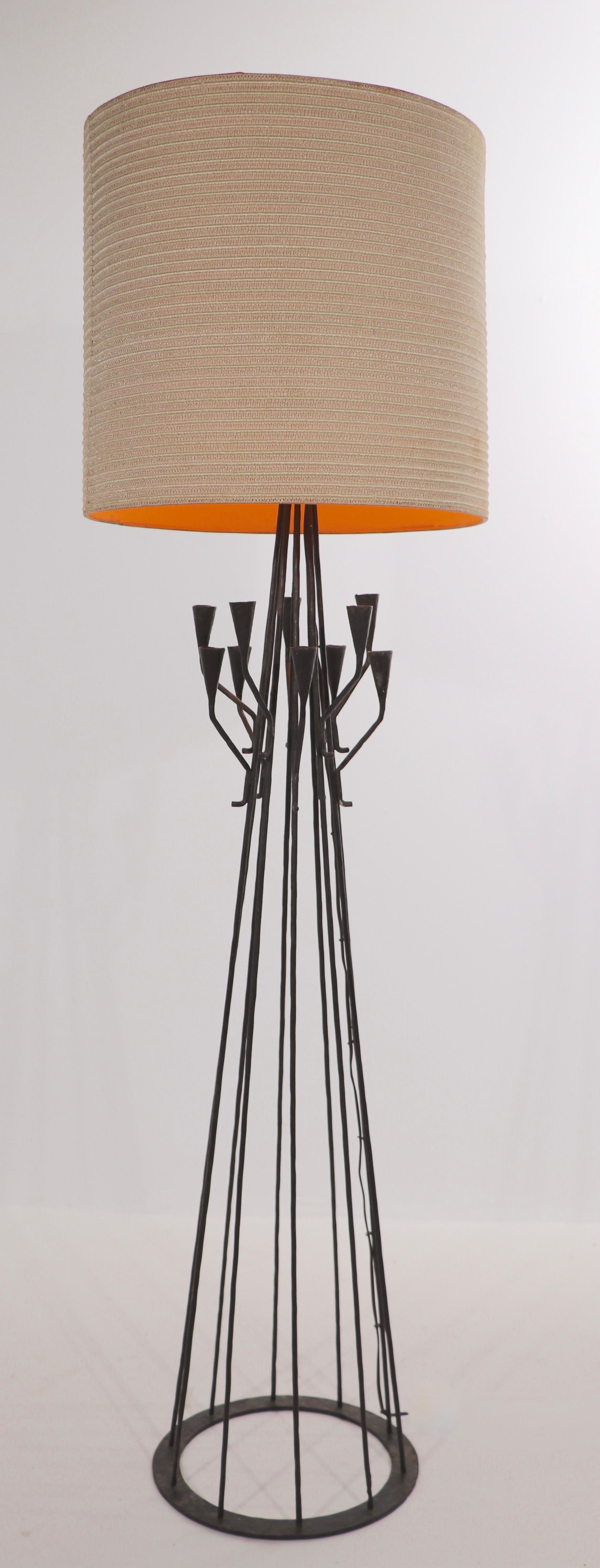 Brutalist  Wrought Iron Floor Lamp Made in Portugal For Sale 2