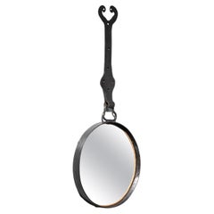 Brutalist wrought iron folk art mirror