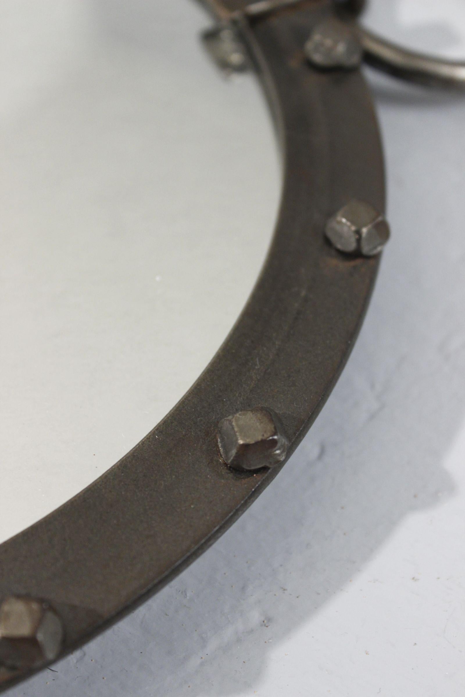 20th Century Brutalist wrought iron French wall mirror circa 1950